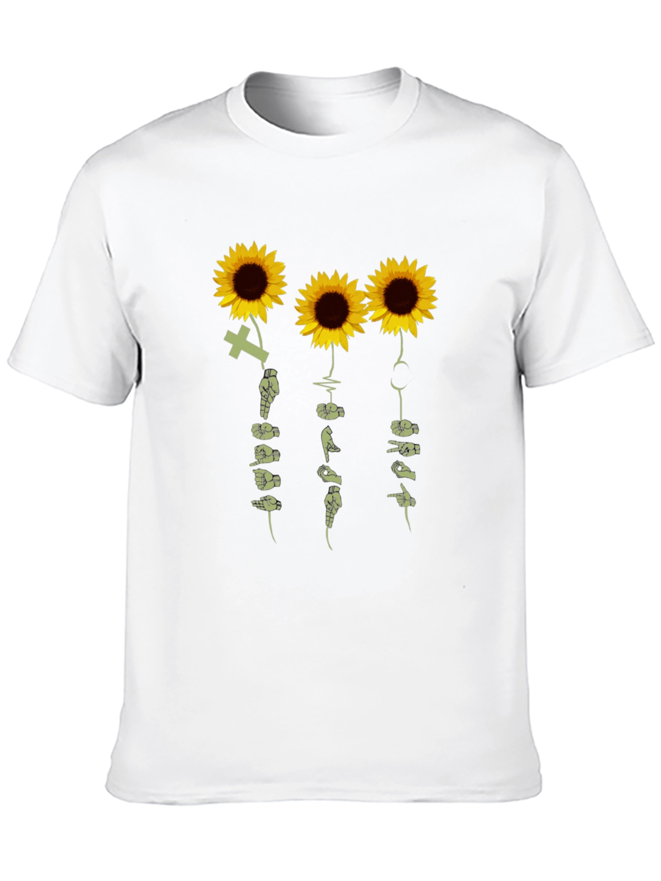 Black Sunflower Sign Language T-Shirt - Black view 10