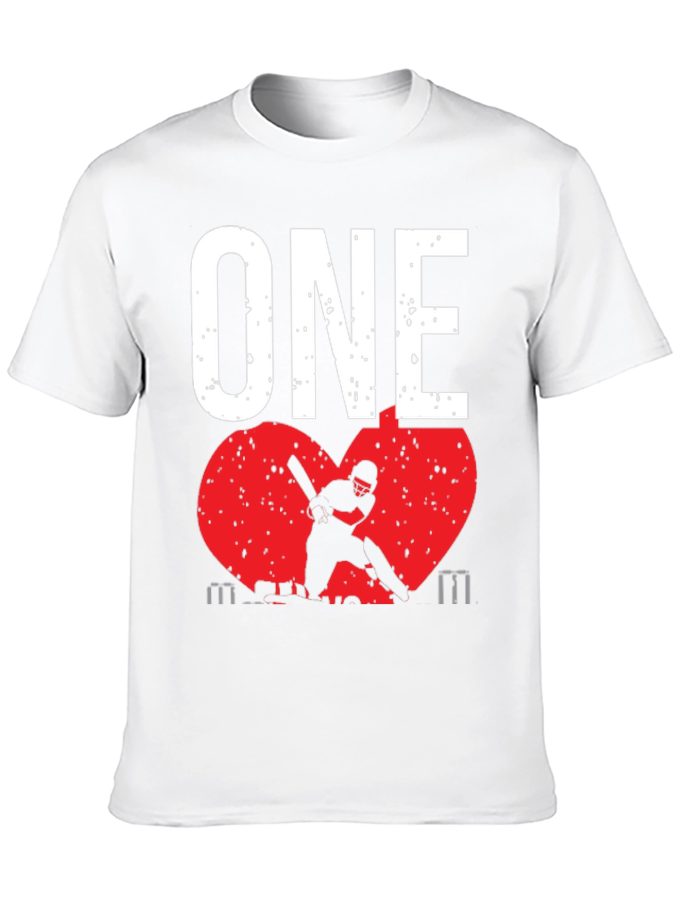 Black ONE Cricket Fan T-Shirt - Red Heart Design view 10