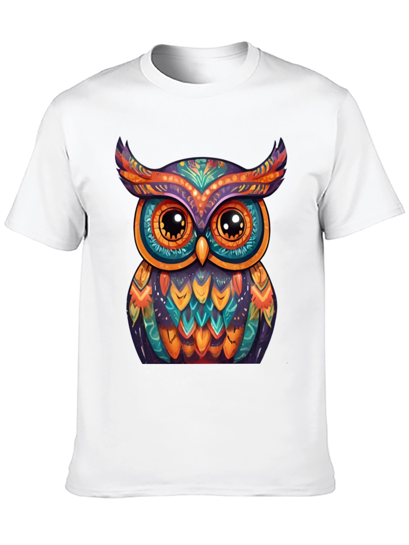 Black Colorful Owl Graphic Tee - Unique Artistic Design view 10