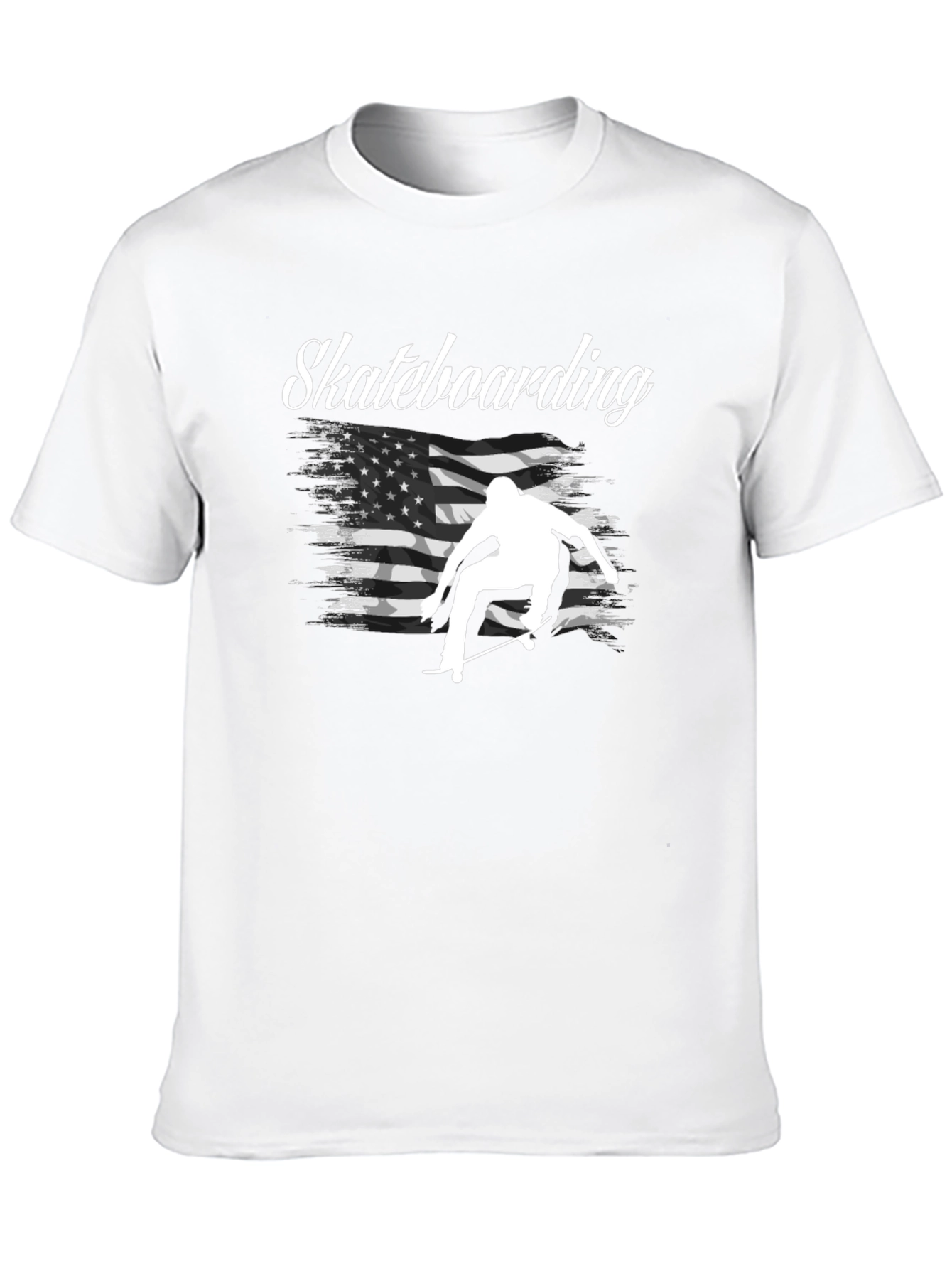 Black Skateboarding USA Flag Graphic T-Shirt view 10