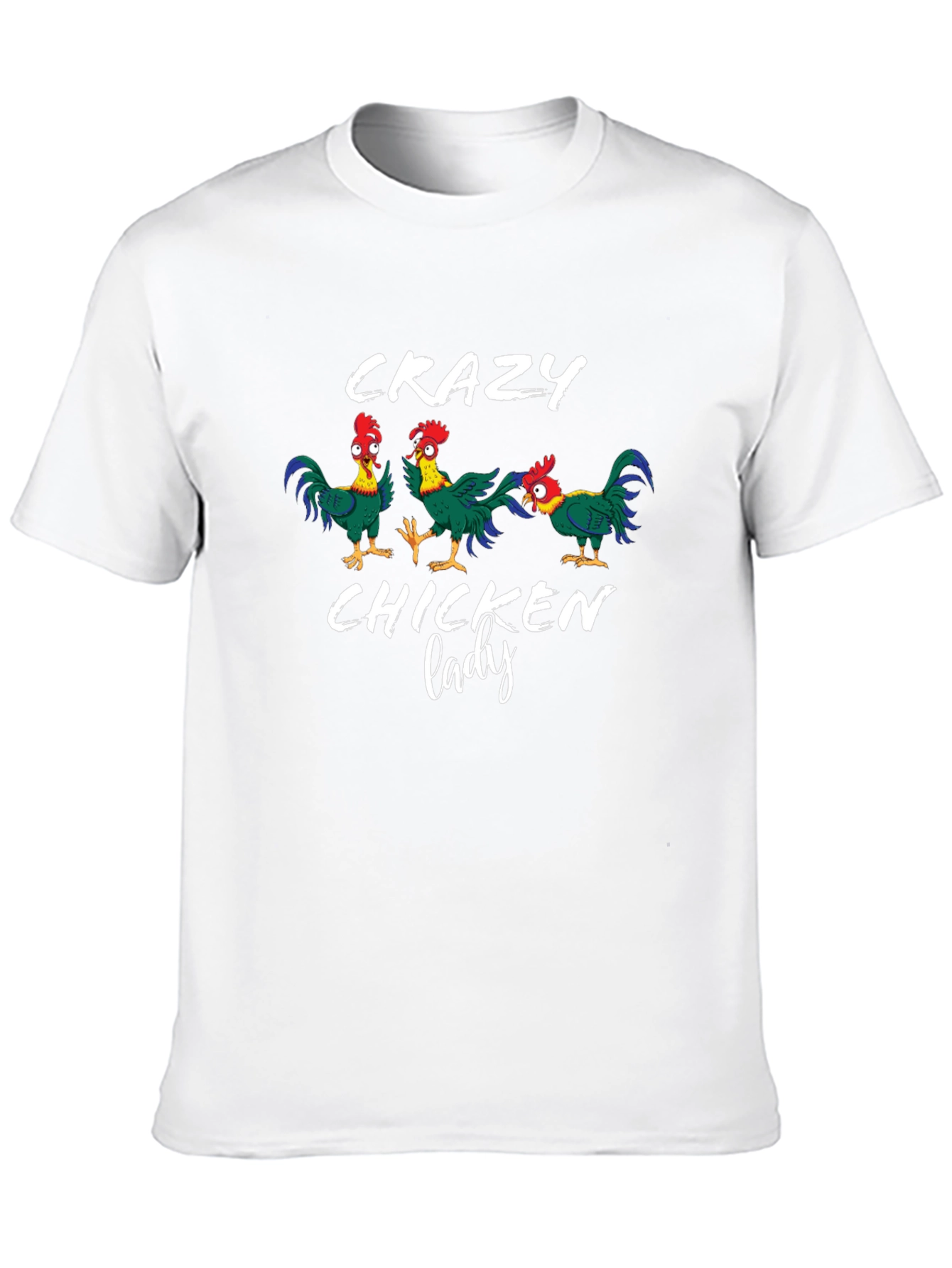 Black Crazy Chicken Lady T-Shirt - Novelty Graphic Tee view 10