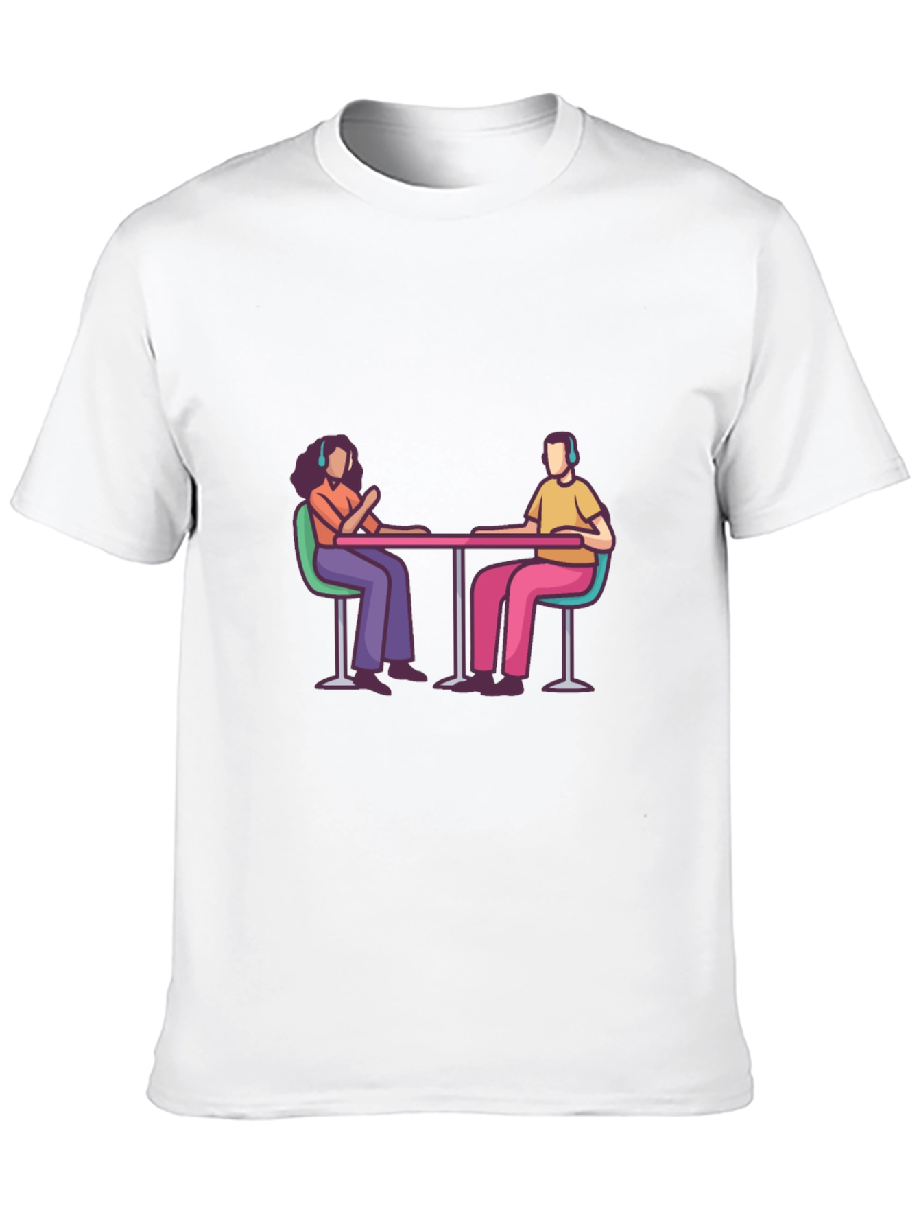 Black Stylish Black Tee with People at Table Graphic view 10