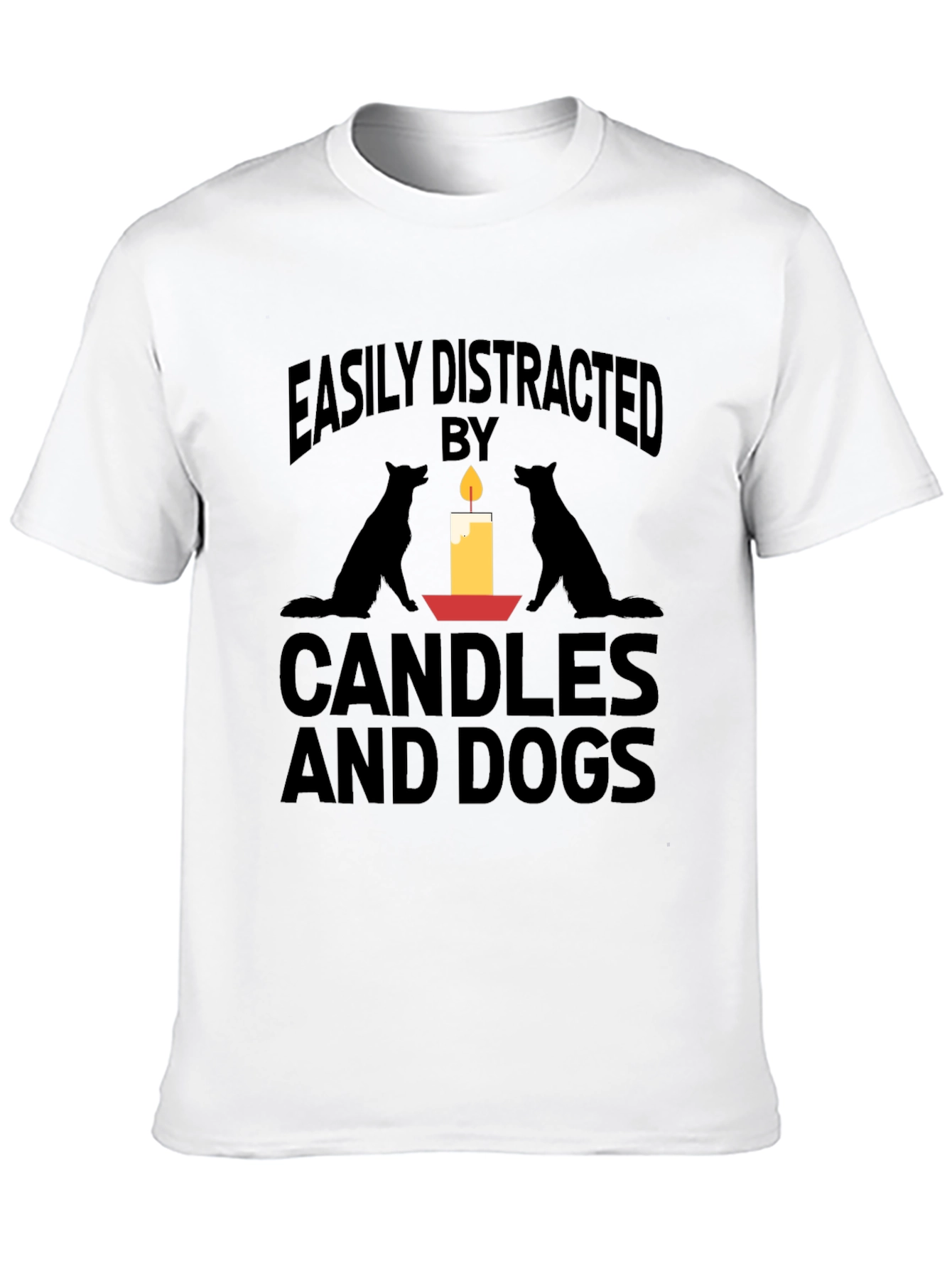 Black Easily Distracted By Candles And Dogs T-Shirt view 10