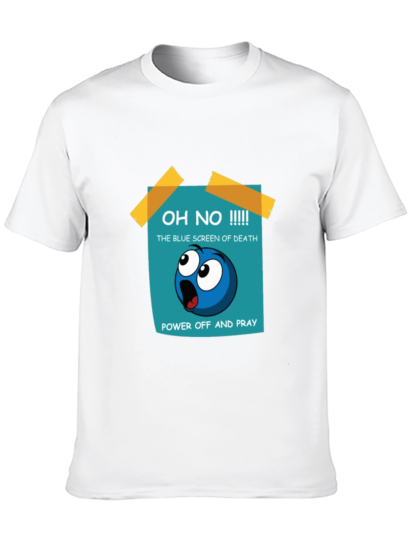 Black Blue Screen of Death Graphic Tee - Power Off and Pray T-Shirt view 10