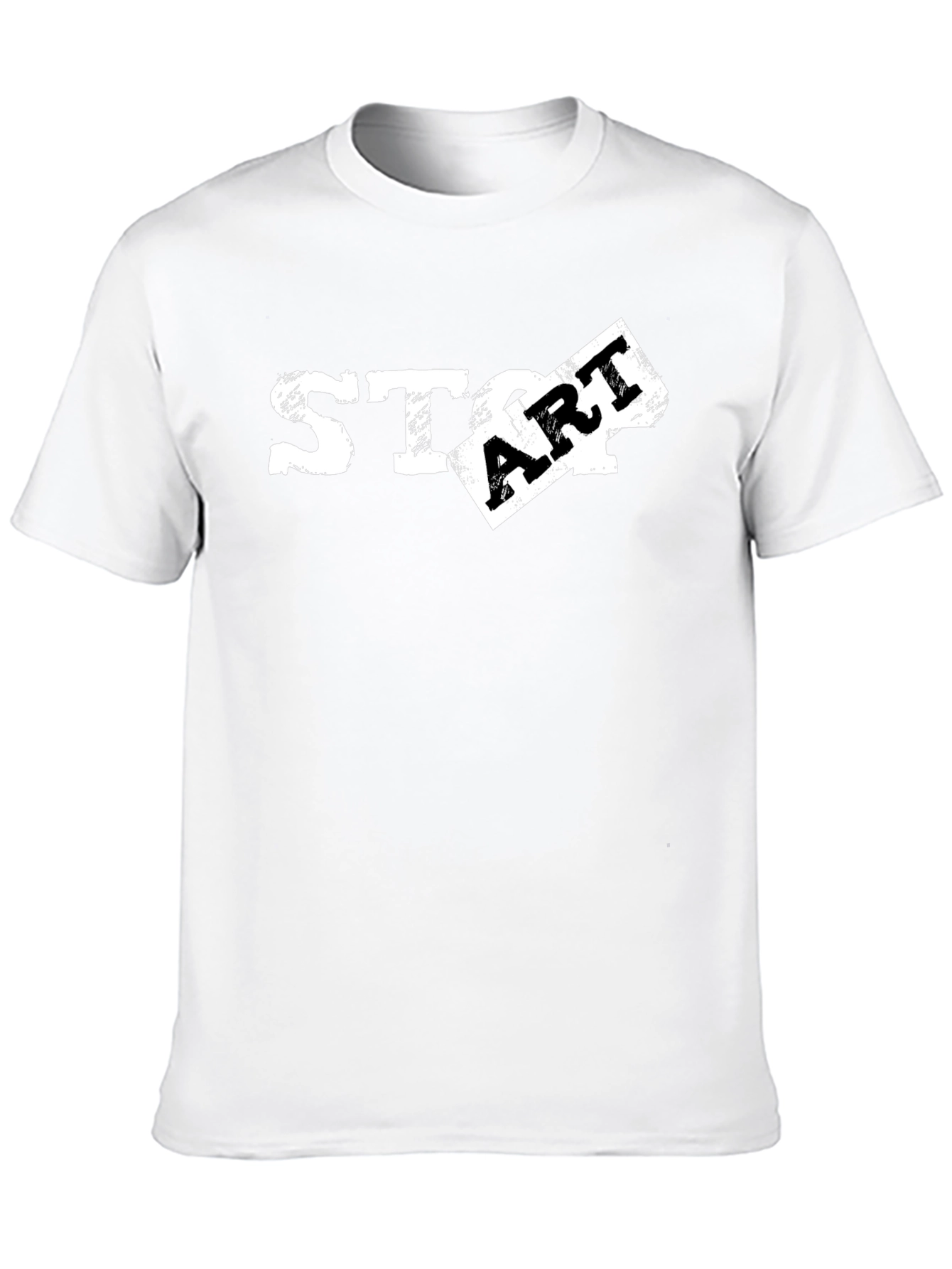 Black Distressed START Graphic Tee - Black Cotton T-Shirt view 10