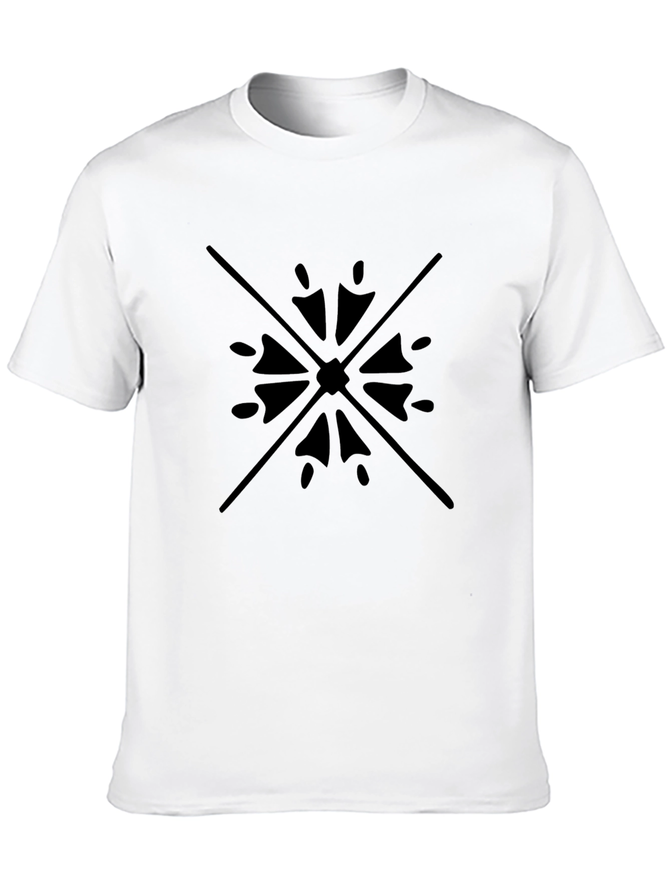 Black Black Tee with Geometric Starburst Design view 10