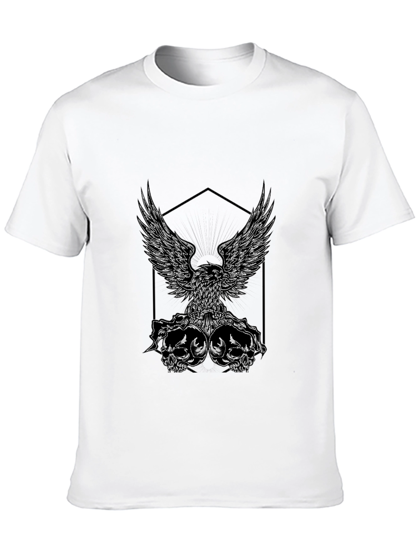 Black Eagle & Skull Graphic Tee - Black Cotton Blend view 10