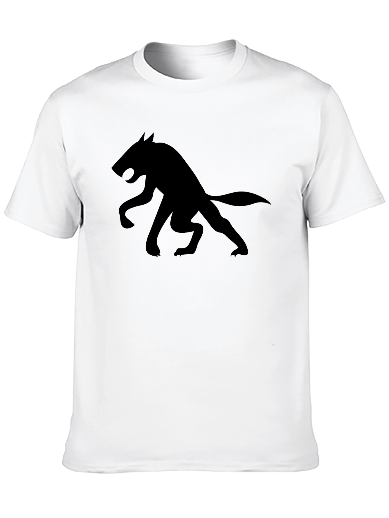 Black Men's Black Wolf Graphic Tee - Casual Short Sleeve Shirt view 10