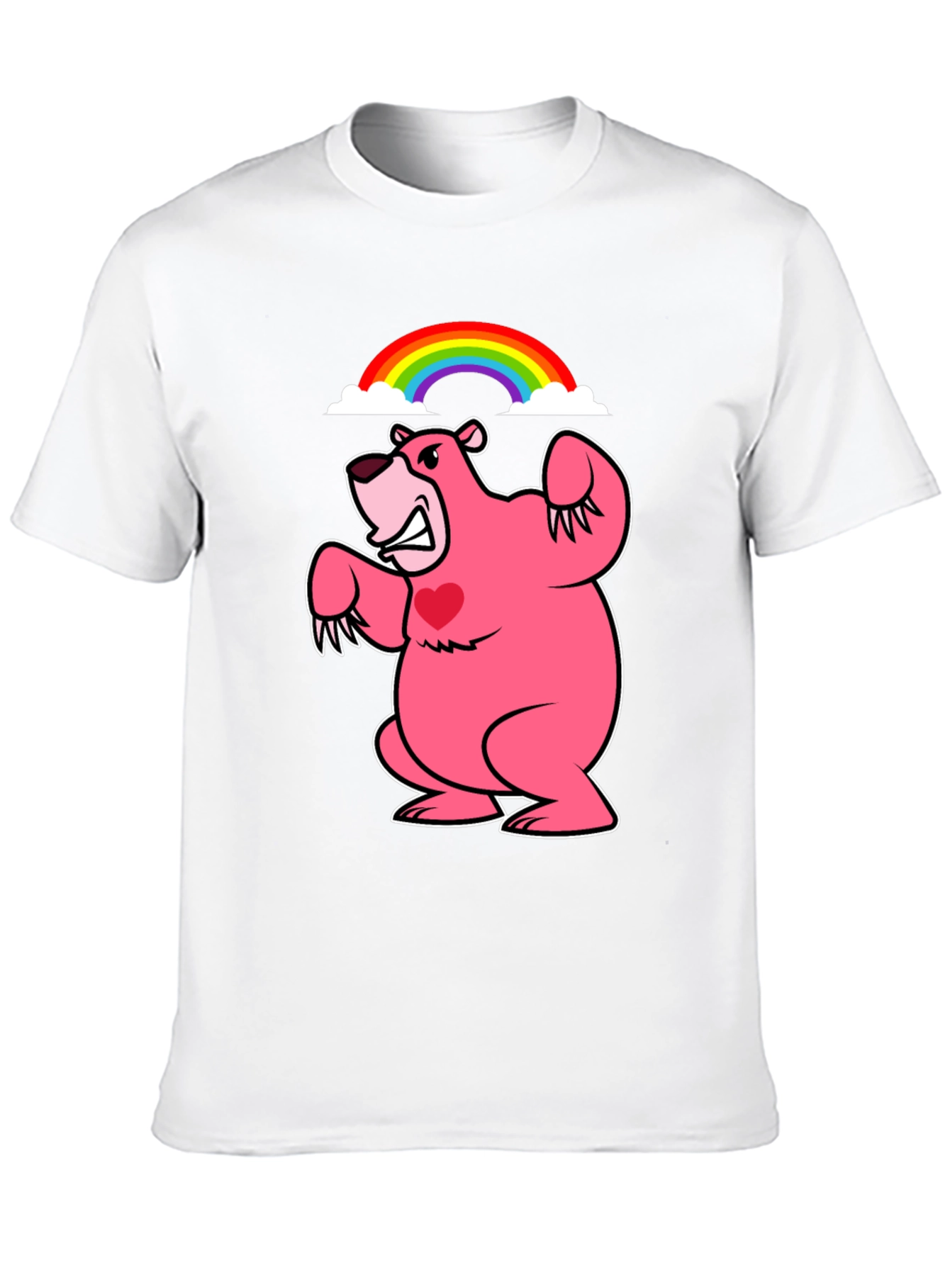 Black Rainbow Bear T-Shirt - Black Crew Neck view 10