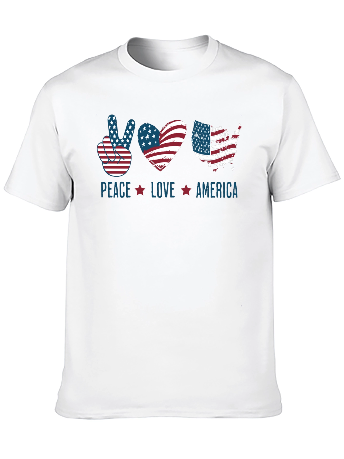 Black Patriotic Peace Love America T-Shirt view 10