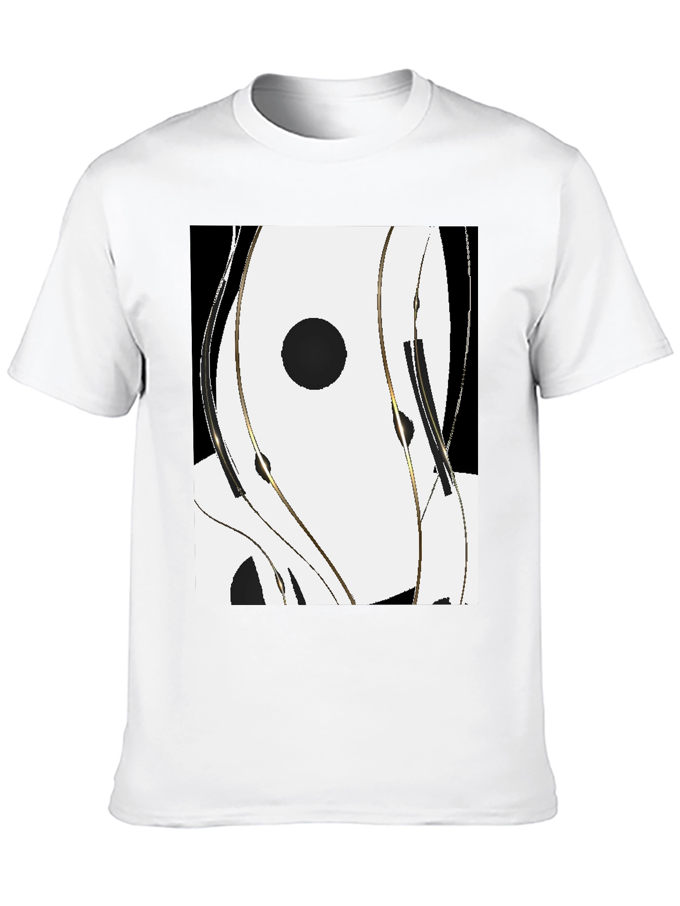 Black Abstract Black & White Graphic Tee view 10