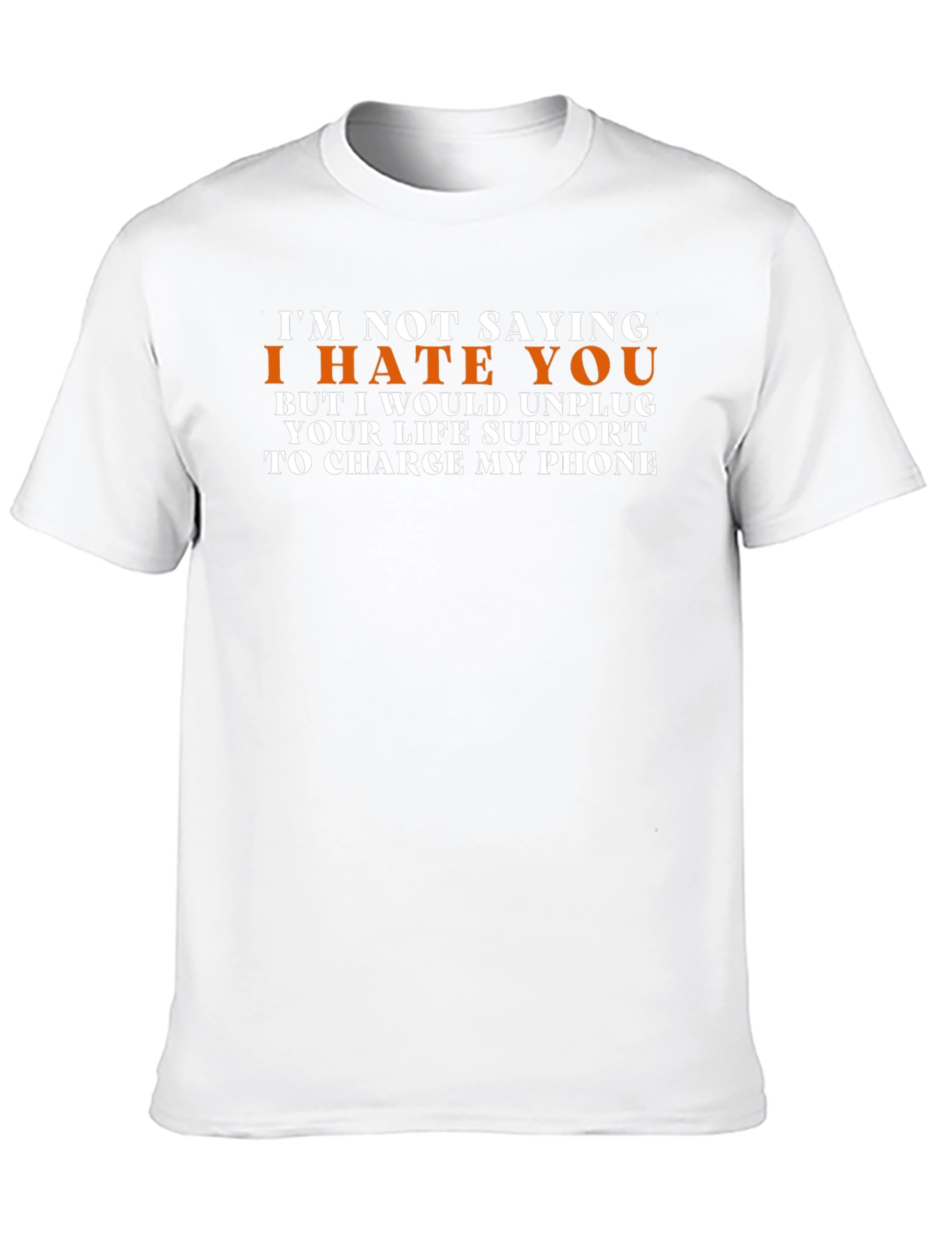 Black Humorous Graphic Tee - I Hate You, Phone Charger view 10