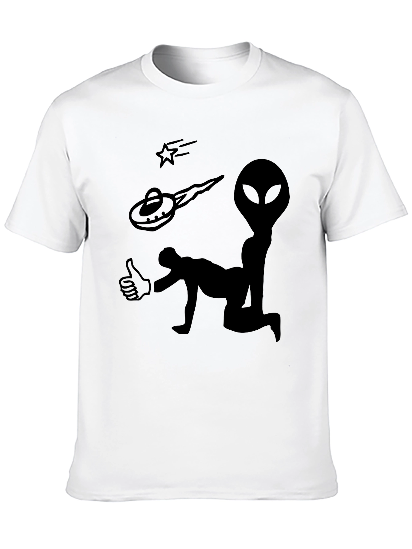 Black Alien Abduction Graphic Tee - Black Cotton T-Shirt view 10