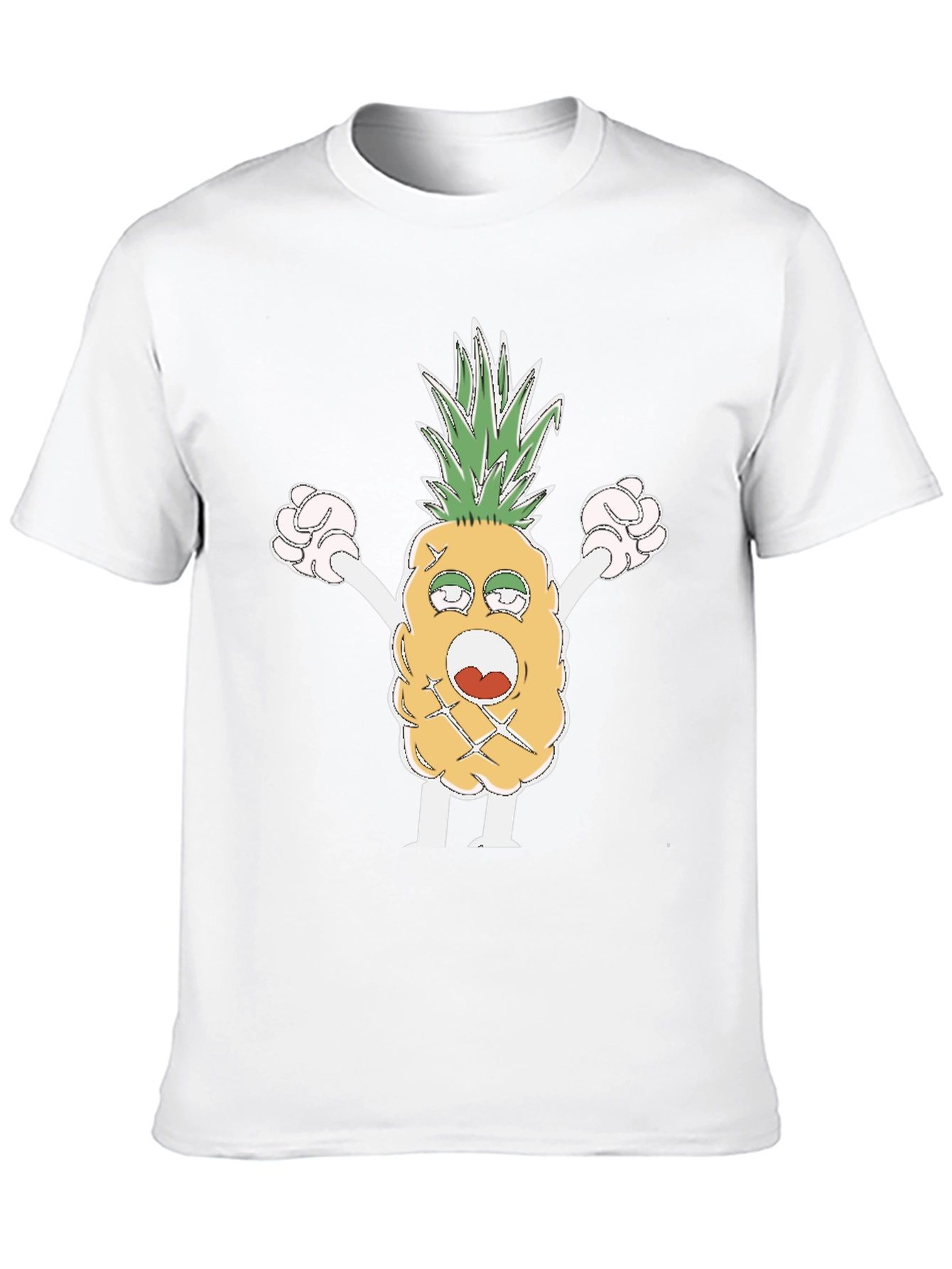 Black Funny Pineapple Cartoon T-Shirt - Black view 10