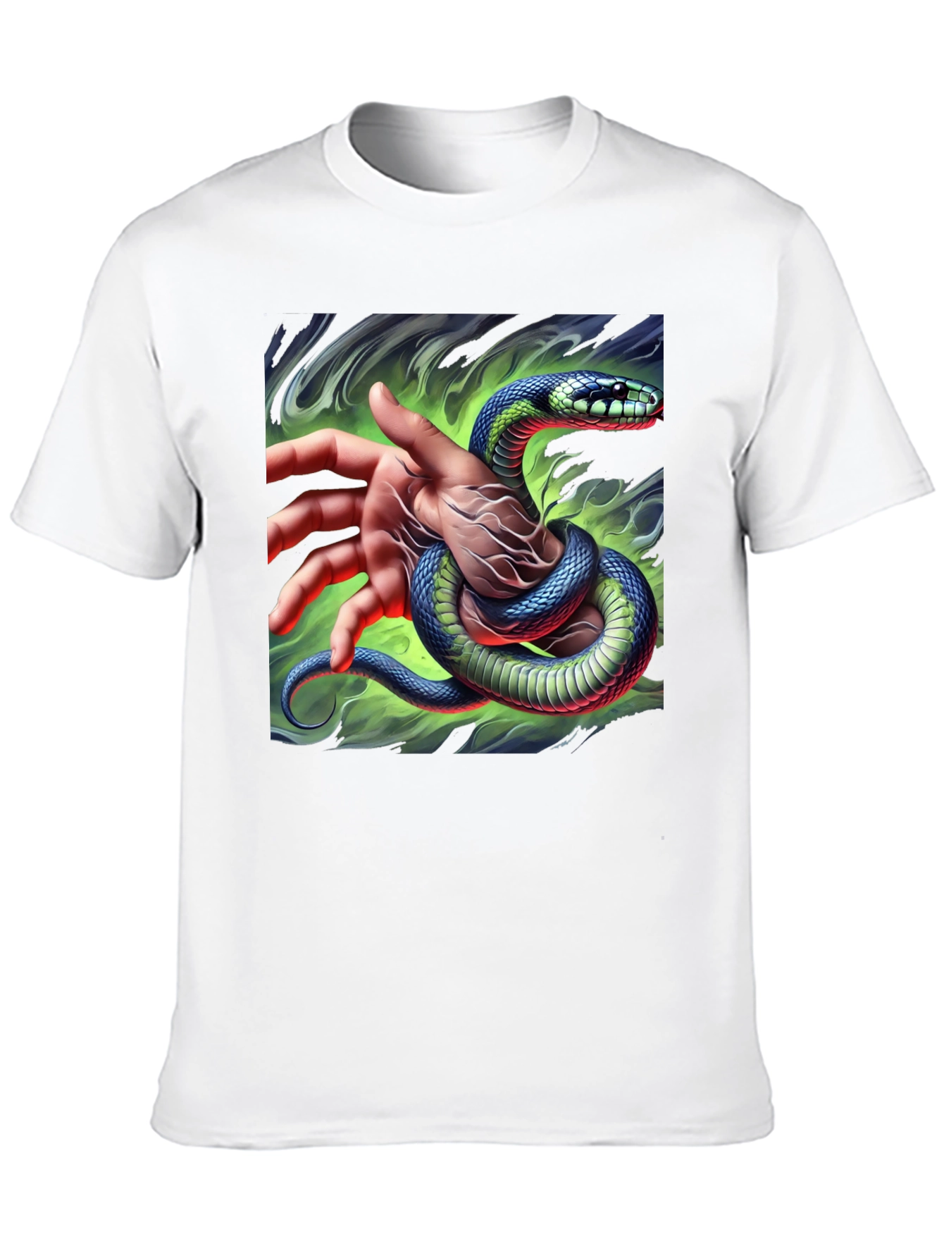 Black Mystic Snake Graphic Tee - Black Cotton T-Shirt view 10