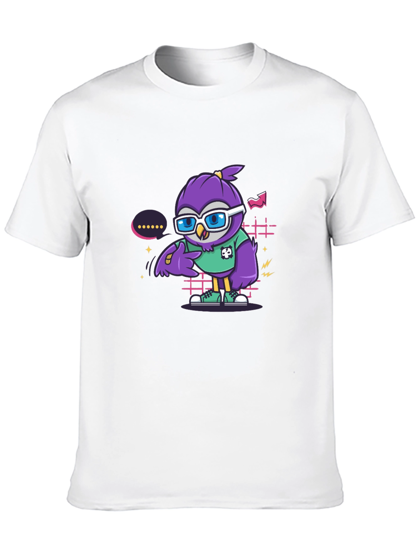 Black Cool Owl Graphic Tee - Trendy Cartoon Style view 10