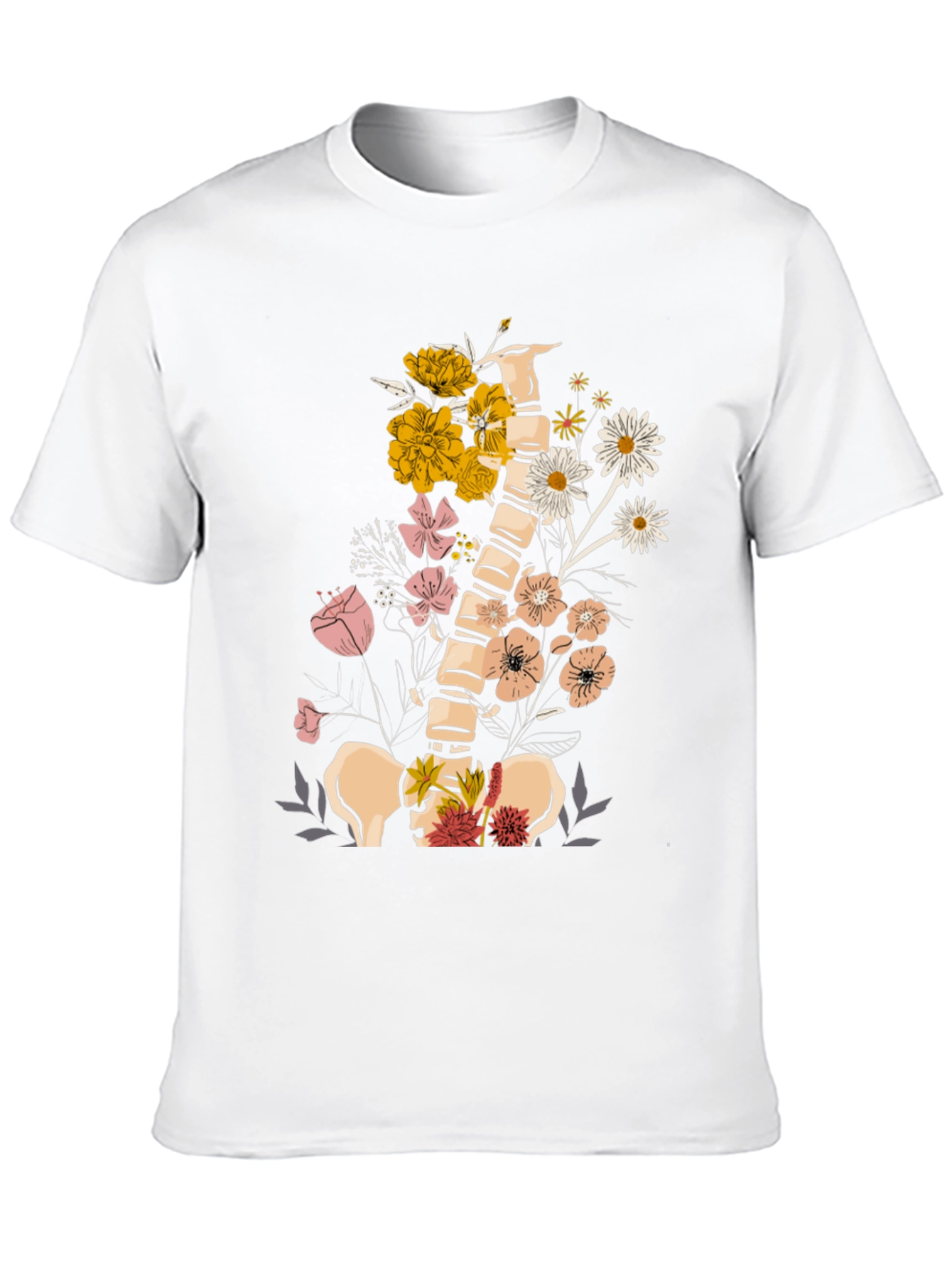 Black Floral Spine Anatomy T-Shirt view 10