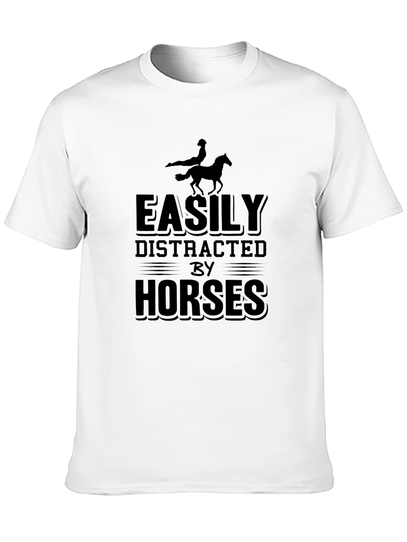 Black Easily Distracted by Horses Black T-Shirt view 10