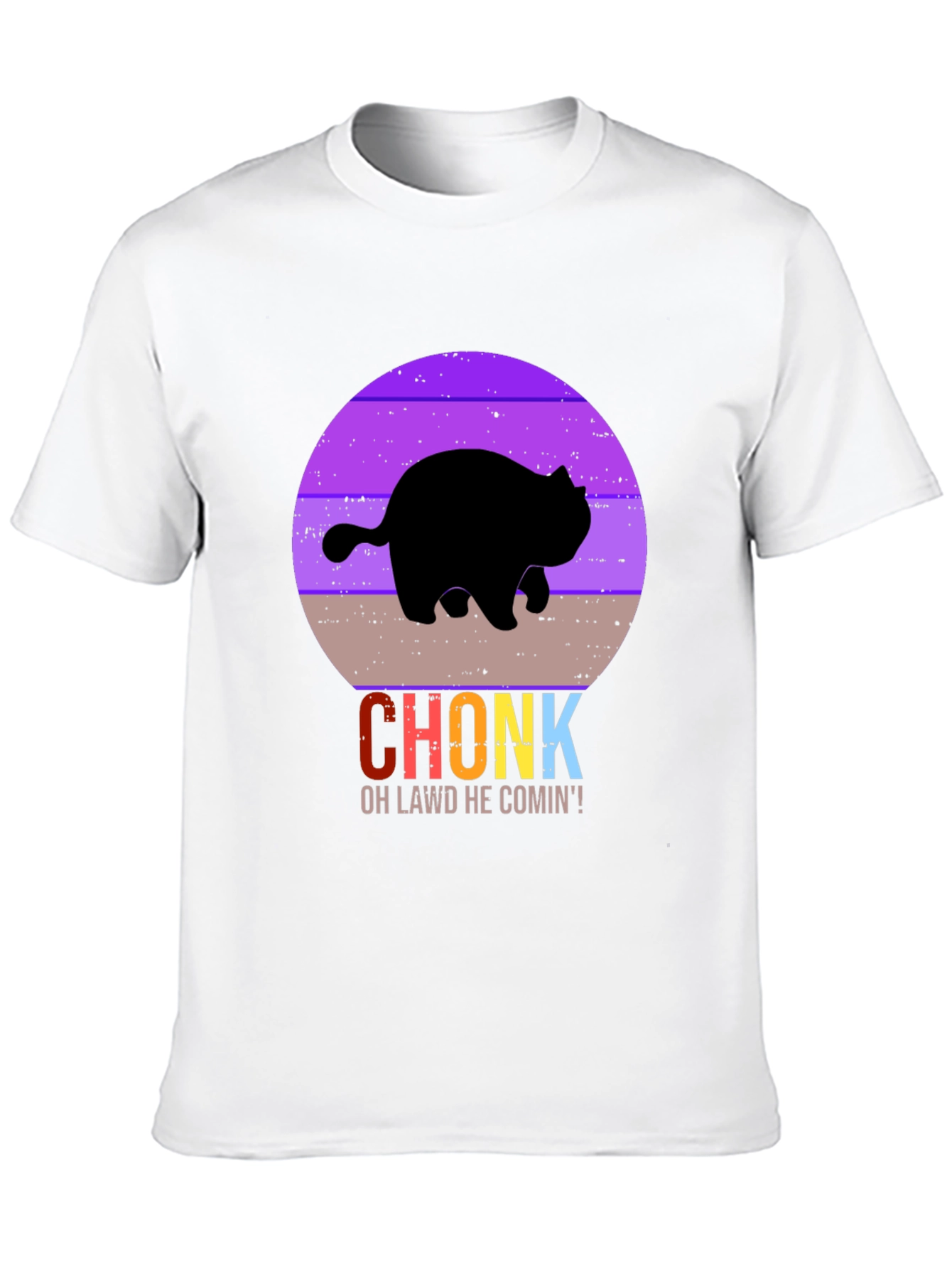 Black Chonk Cat T-Shirt - Oh Lawd He Comin'! view 10