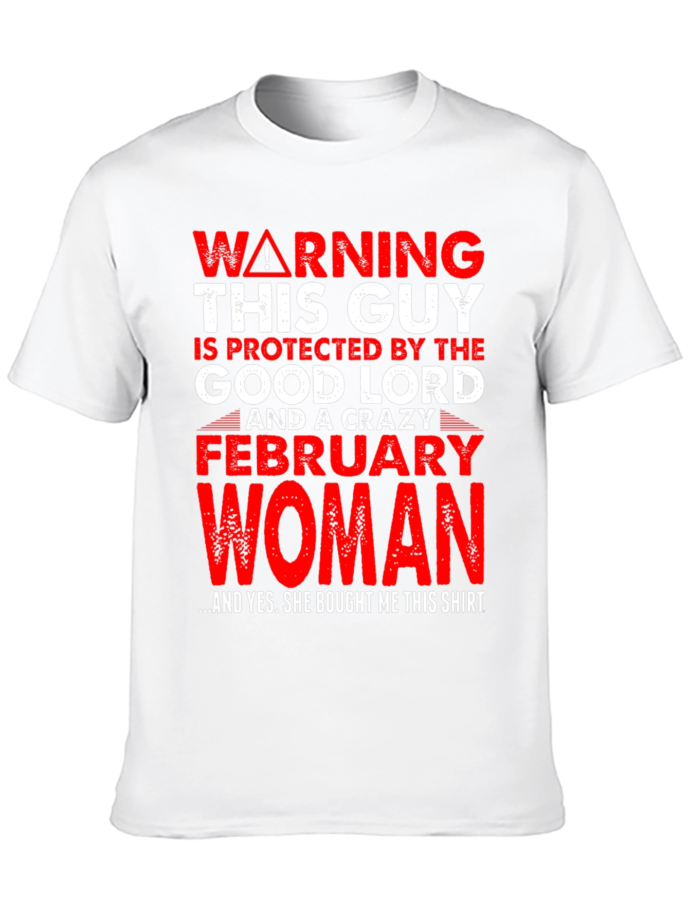 Black Warning Protected By Crazy February Woman T-Shirt view 10