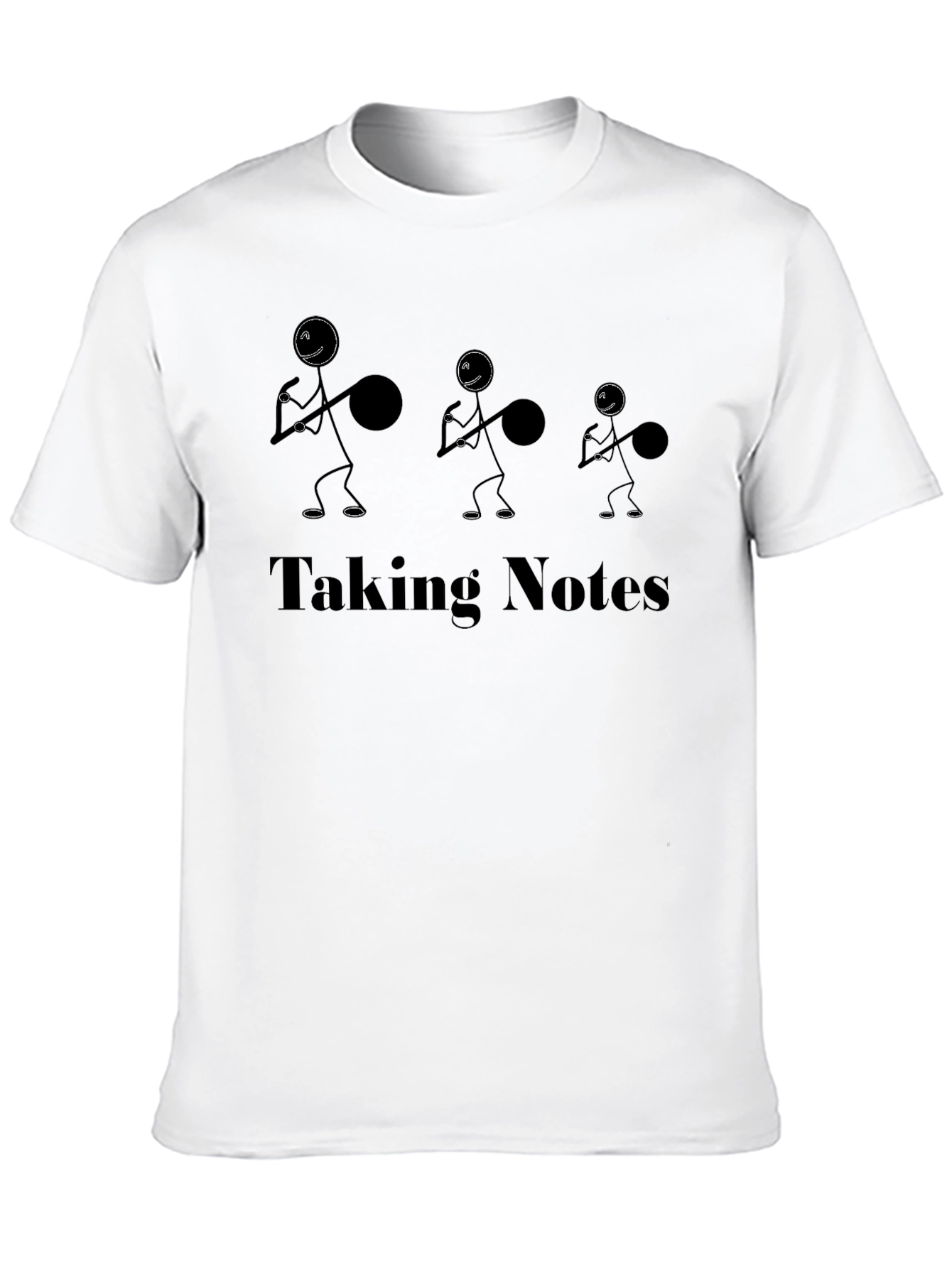 Black Taking Notes Funny Stick Figure Black T-Shirt view 10