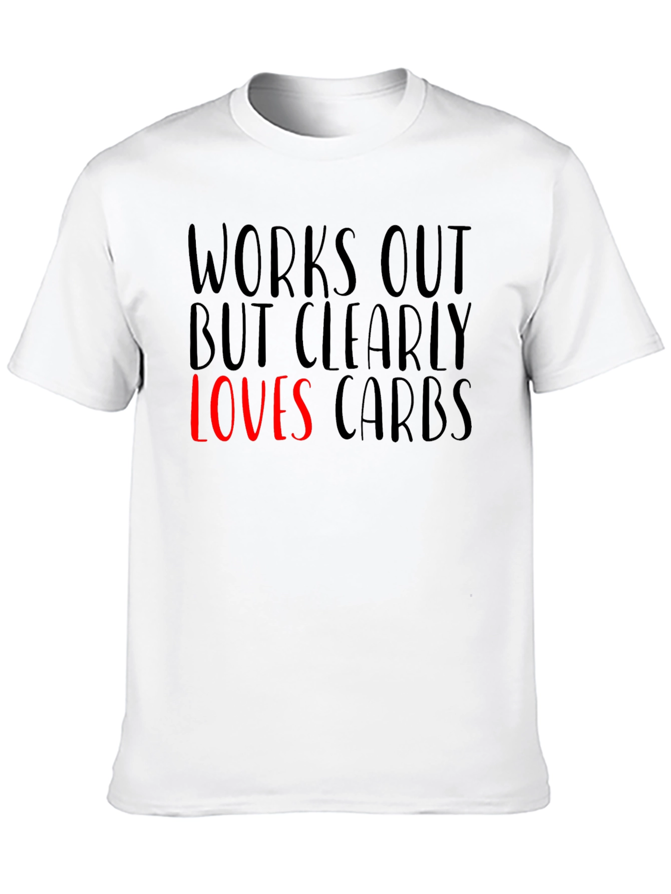Black Funny Works Out Loves Carbs Graphic T-Shirt view 10