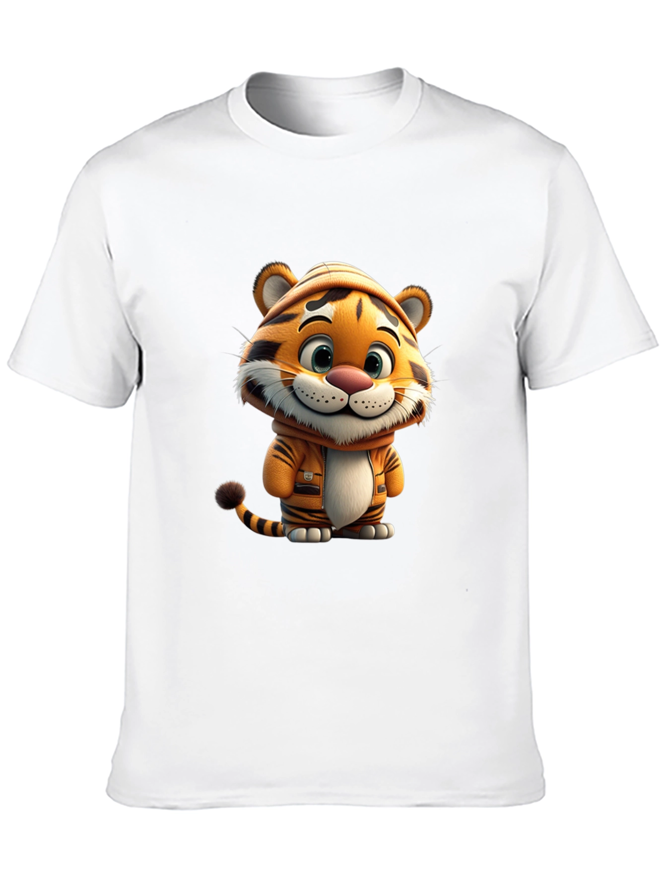 Black Cute Cartoon Tiger Black T-Shirt view 10