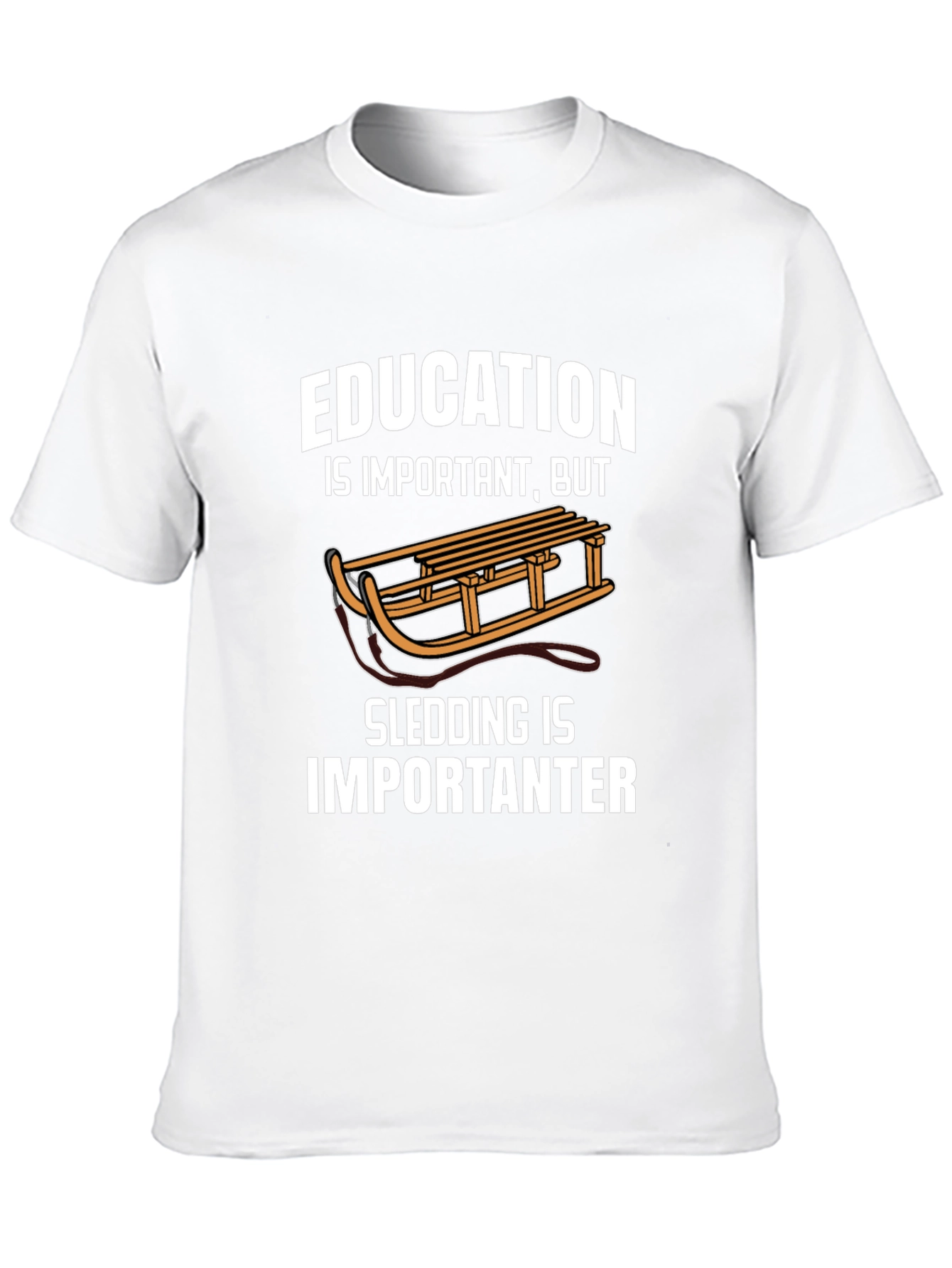 Black Funny Sledding T-Shirt: Education vs. Sledding view 10