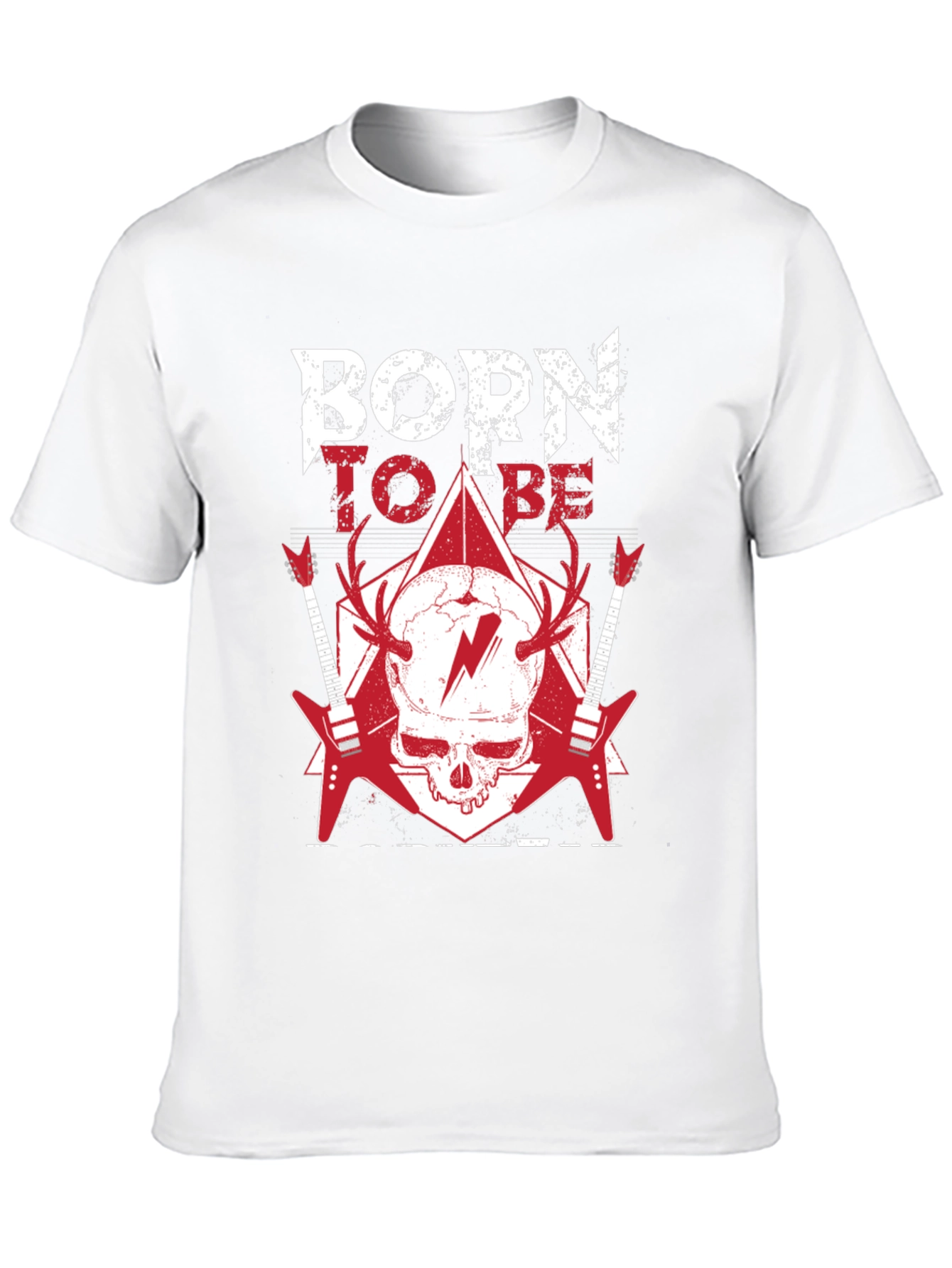 Black Born To Be T-Shirt: Rock & Roll Skull Tee view 10
