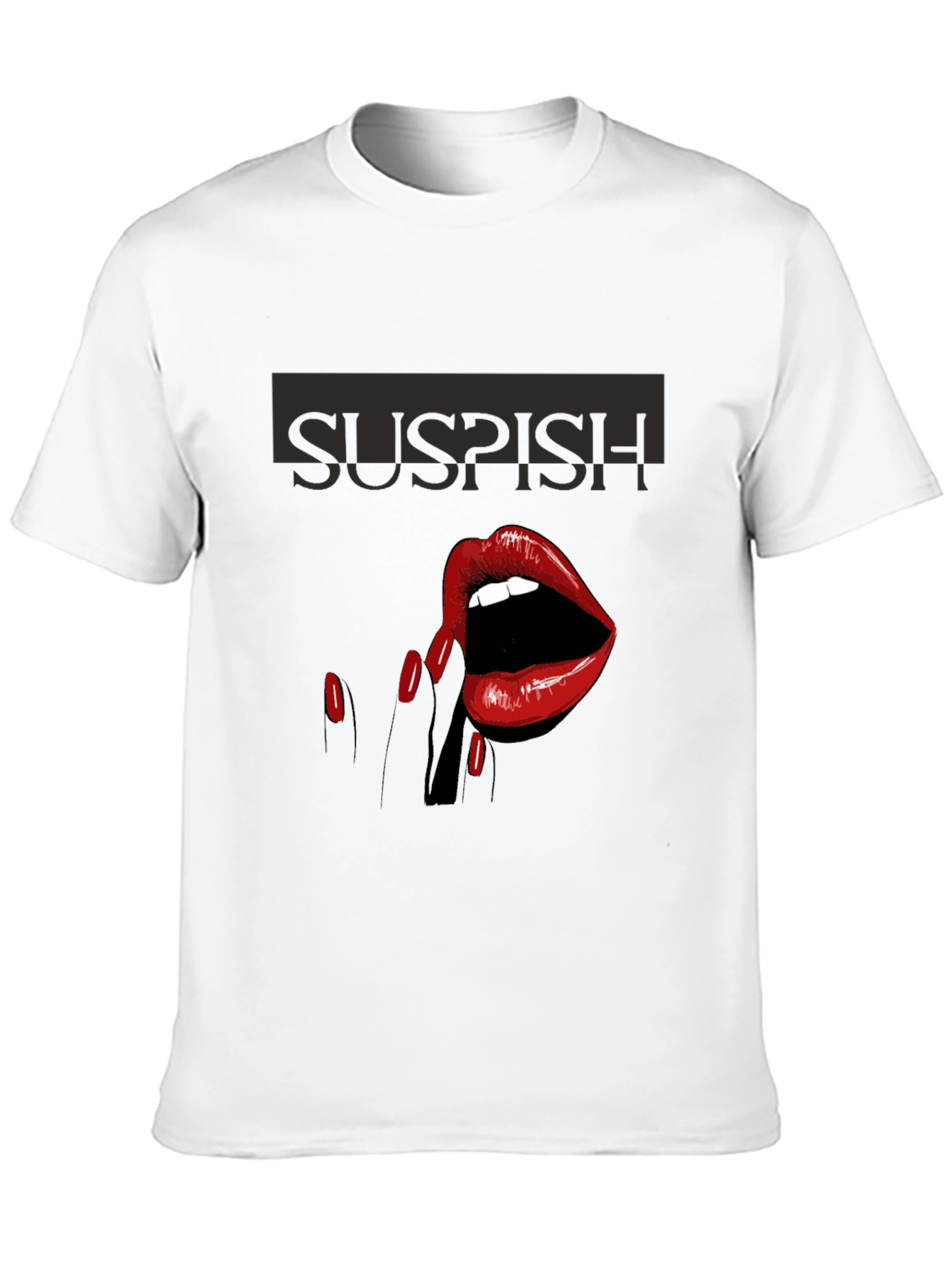 Black Suspish Lips Graphic Tee - Black Cotton T-Shirt view 10