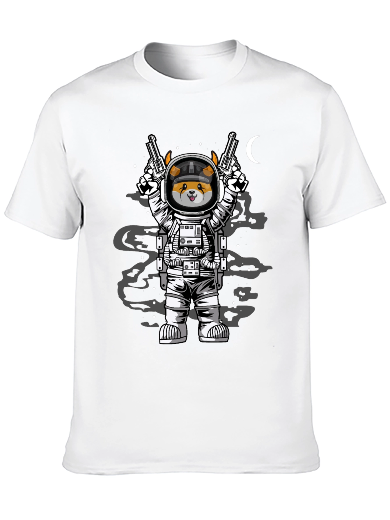 Black Space Dog T-Shirt - Astronaut Doge with Guns view 10
