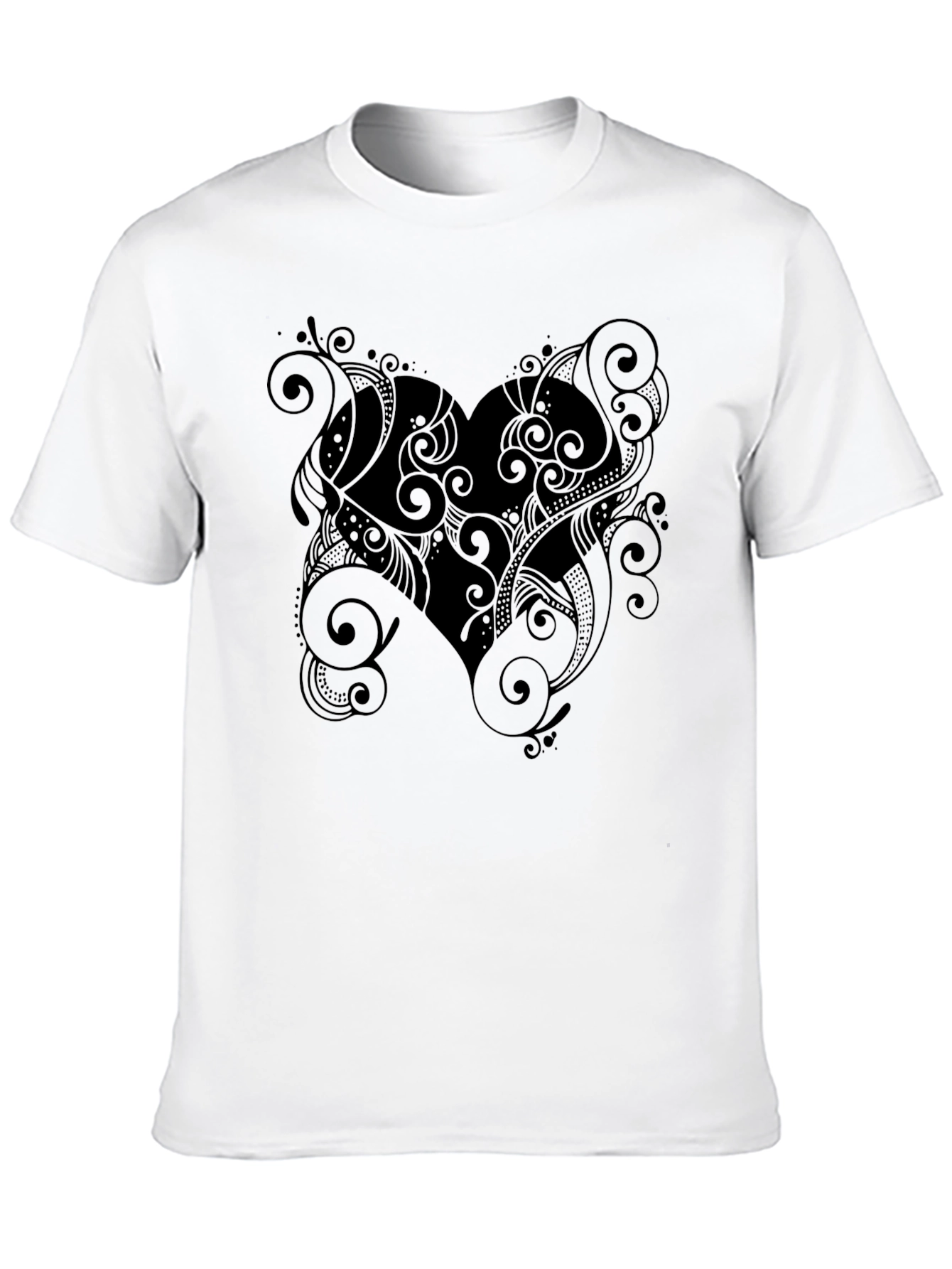 Black Heart Swirls Graphic Print Black T-Shirt view 10