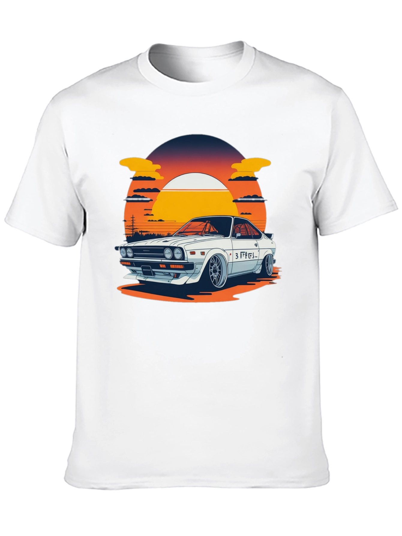 Black Retro Car Graphic Tee - Sunset Style view 10