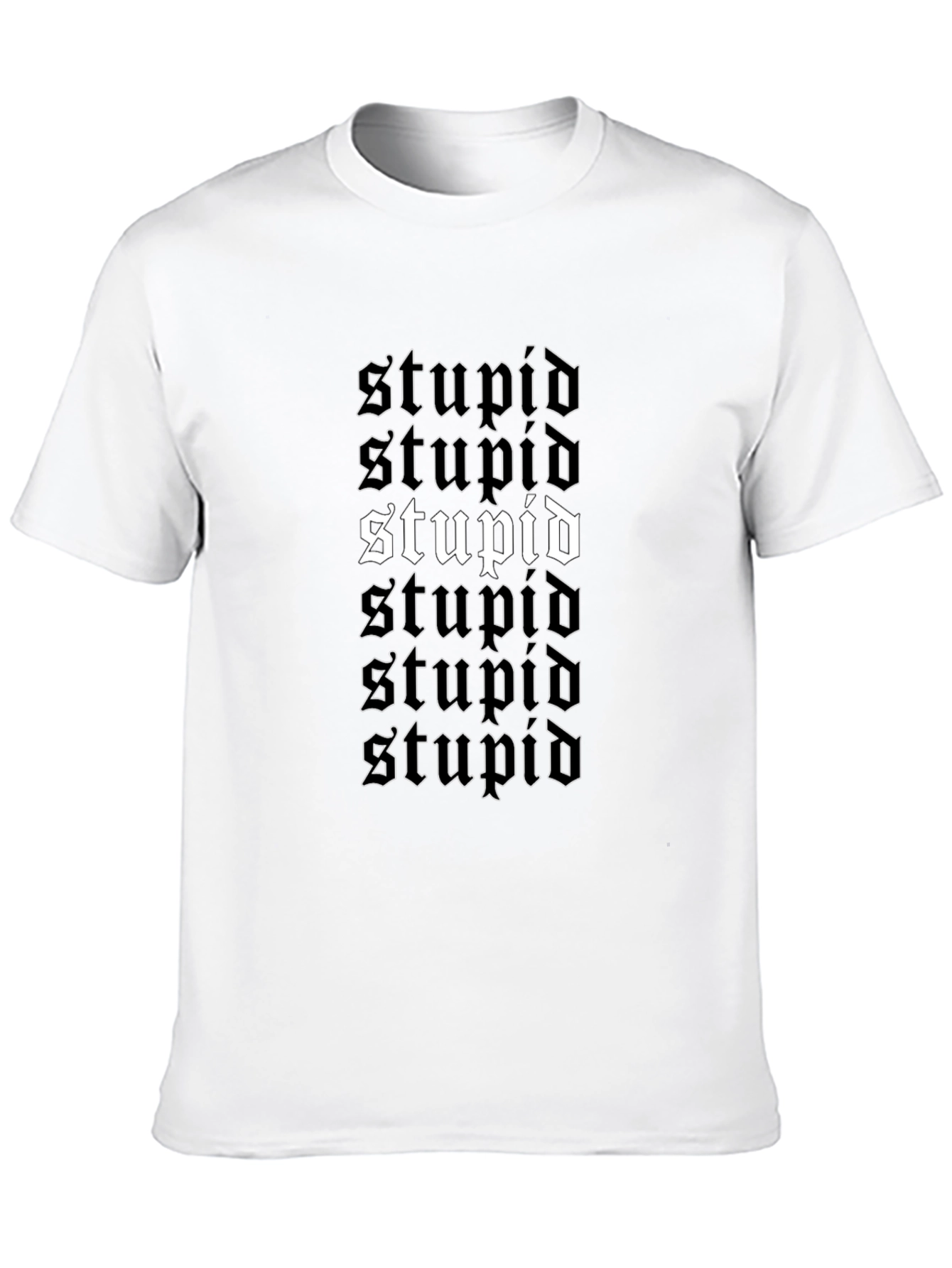 Black Stupid Graphic Print Black Crew Neck T-Shirt view 10