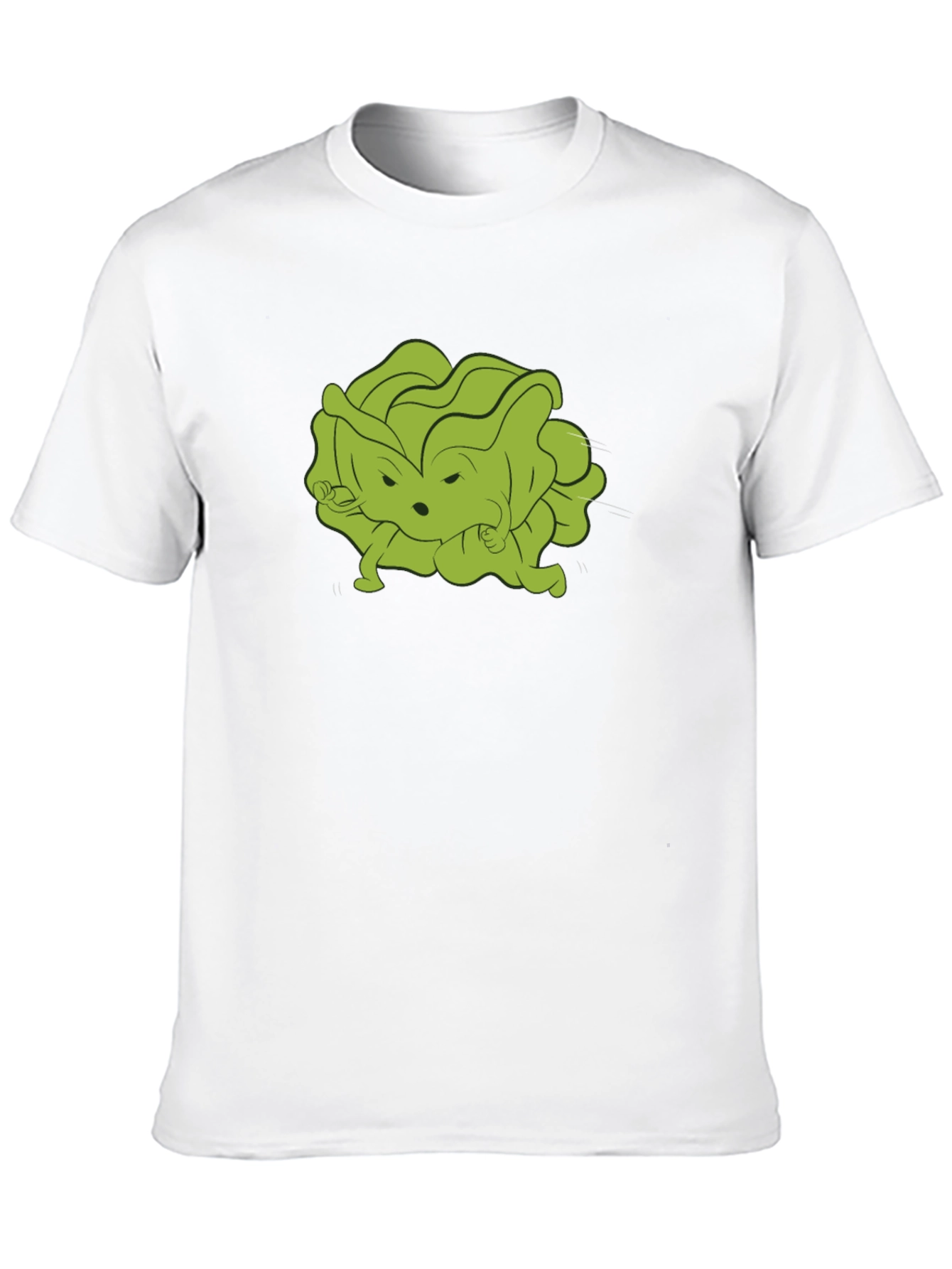 Black Funny Cartoon Lettuce Character Black T-Shirt view 10
