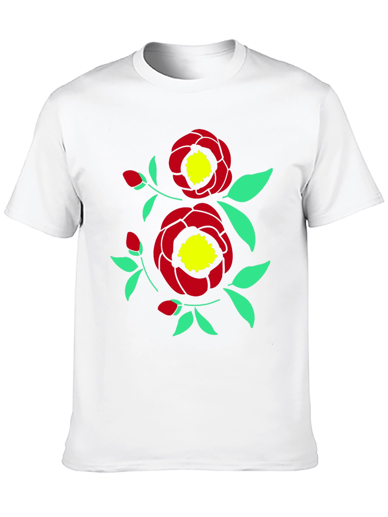 Black Floral Print Tee - Black Cotton Casual view 10