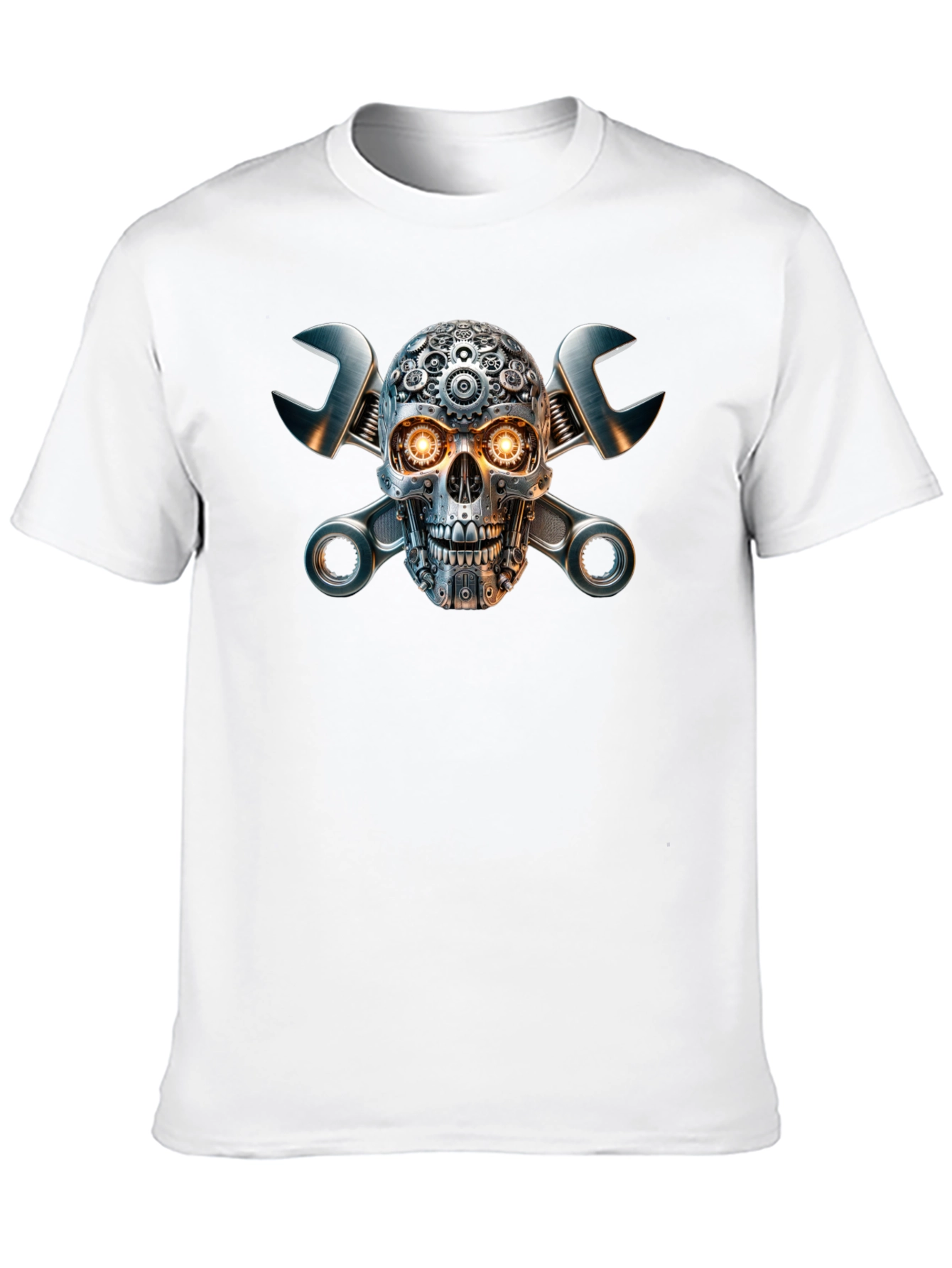 Black Steampunk Skull & Wrench Graphic Tee view 10