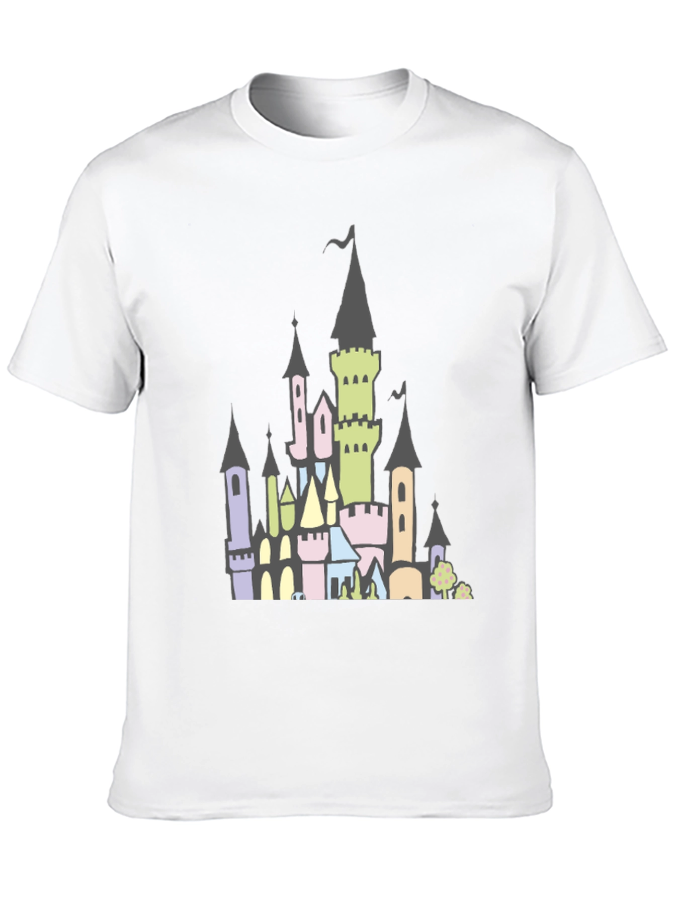 Black Fantasy Castle Graphic Tee - Black Cotton Shirt view 10