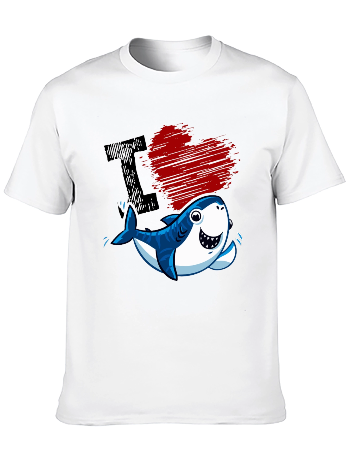 Black I Love Sharks T-Shirt - Cute Cartoon Graphic Tee view 10