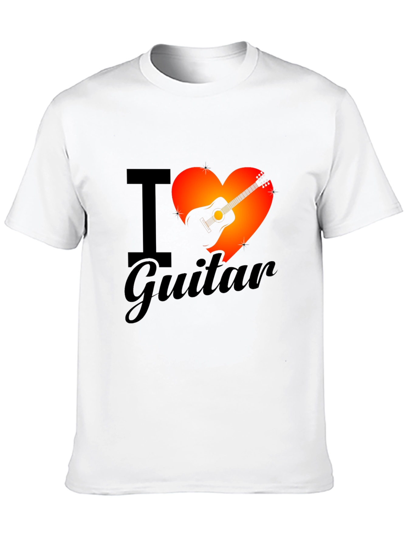 Black I Heart Guitar Graphic Tee - Black Cotton T-Shirt view 10