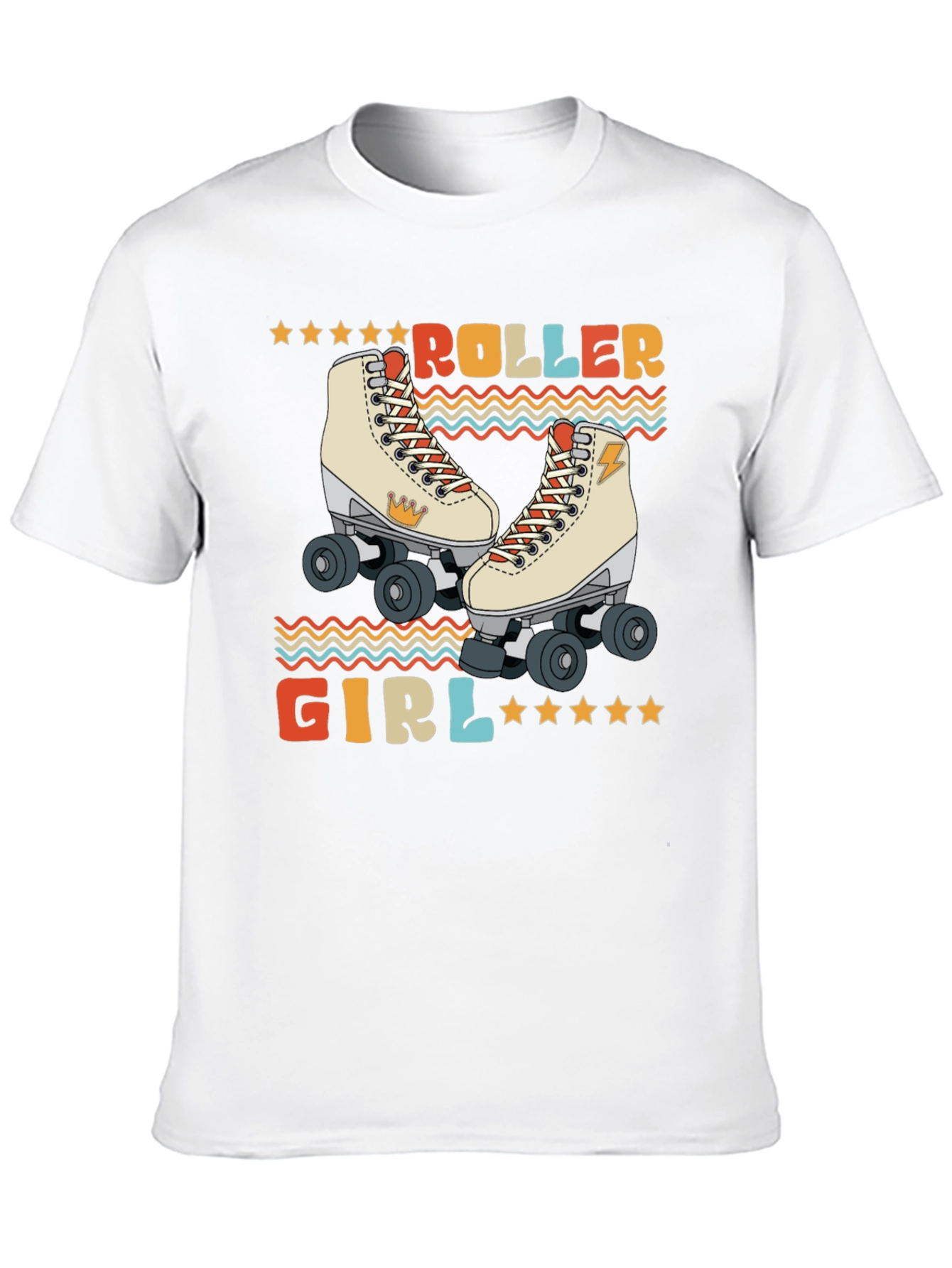 Black Retro Roller Girl T-Shirt - Vintage Style Skate Tee view 10