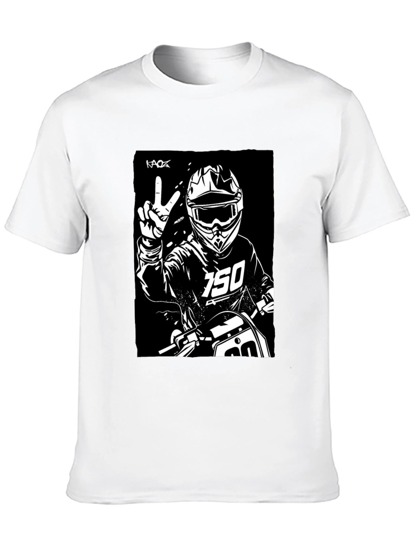 Black Black Motocross Rider Graphic Tee view 10