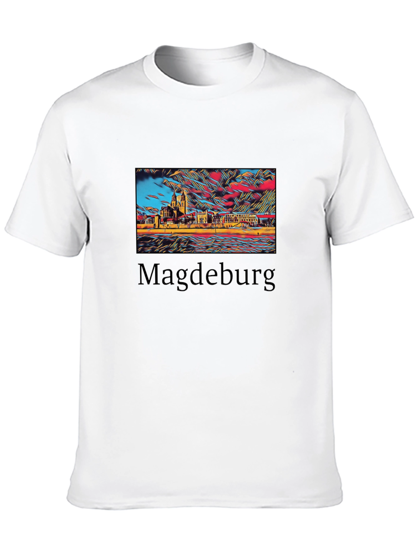 Black Magdeburg Skyline Graphic T-Shirt view 10