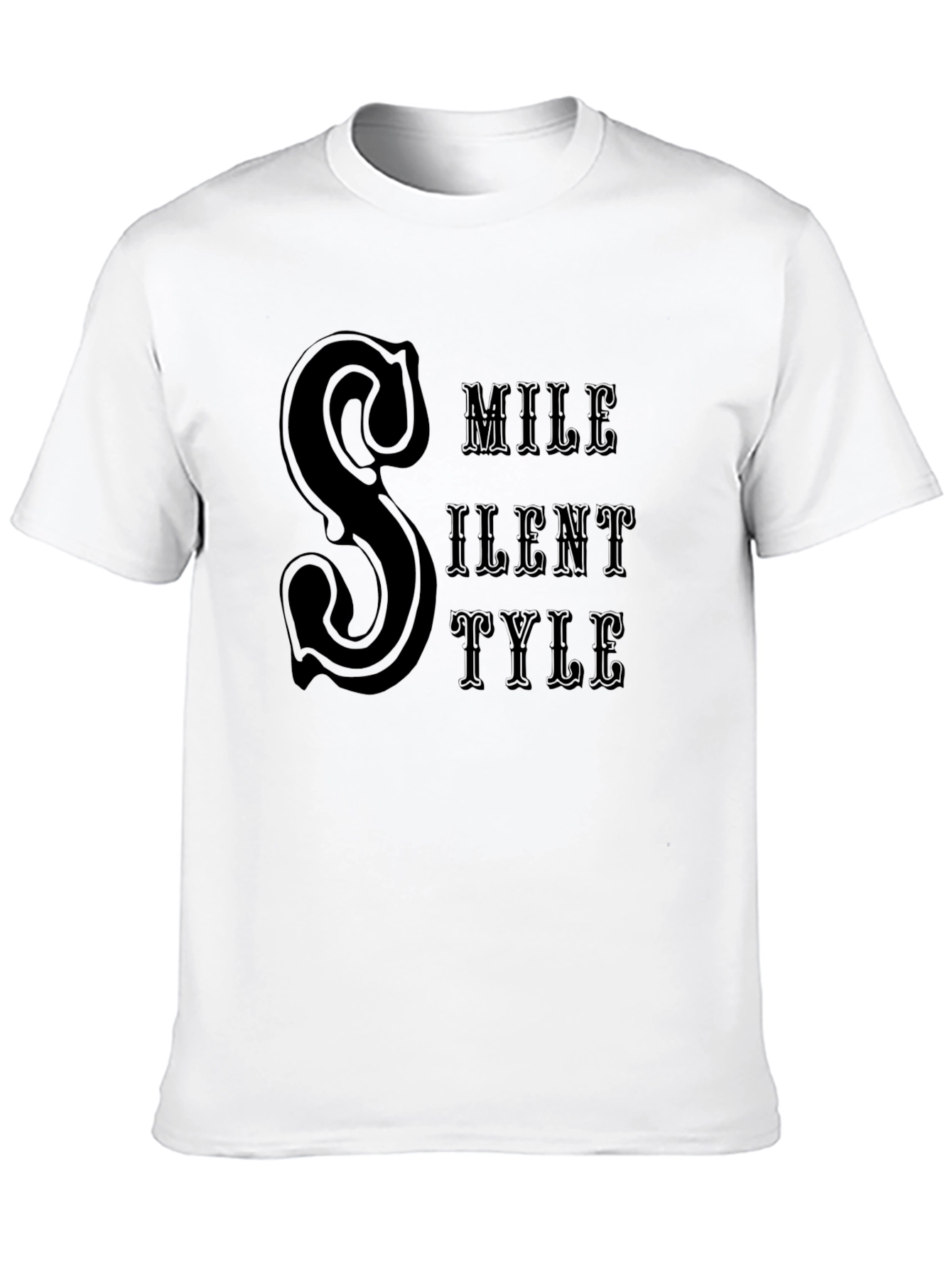 Black Silent Style Black T-Shirt Graphic Print view 10
