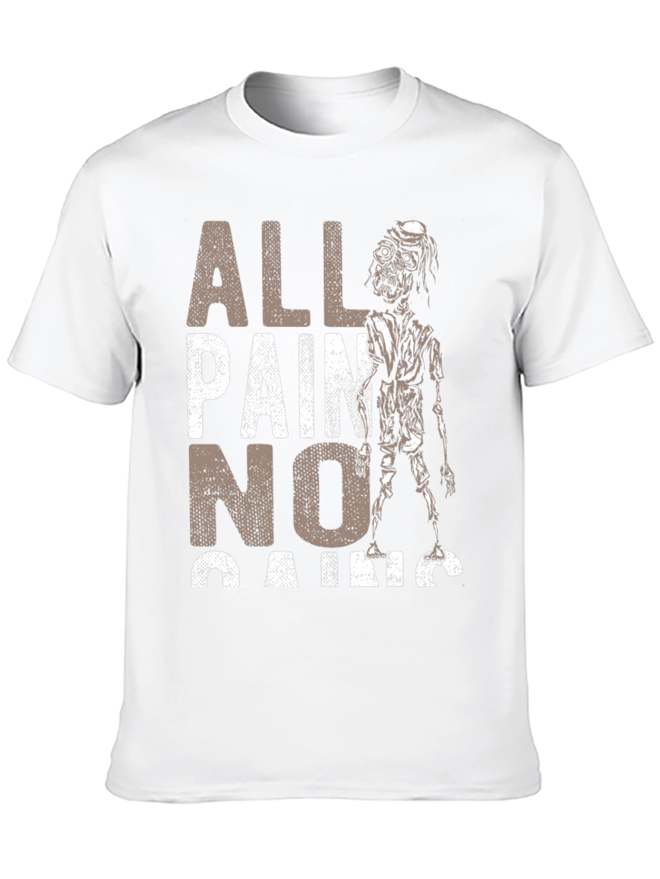 Black All Pain No Gains Zombie Graphic T-Shirt view 10