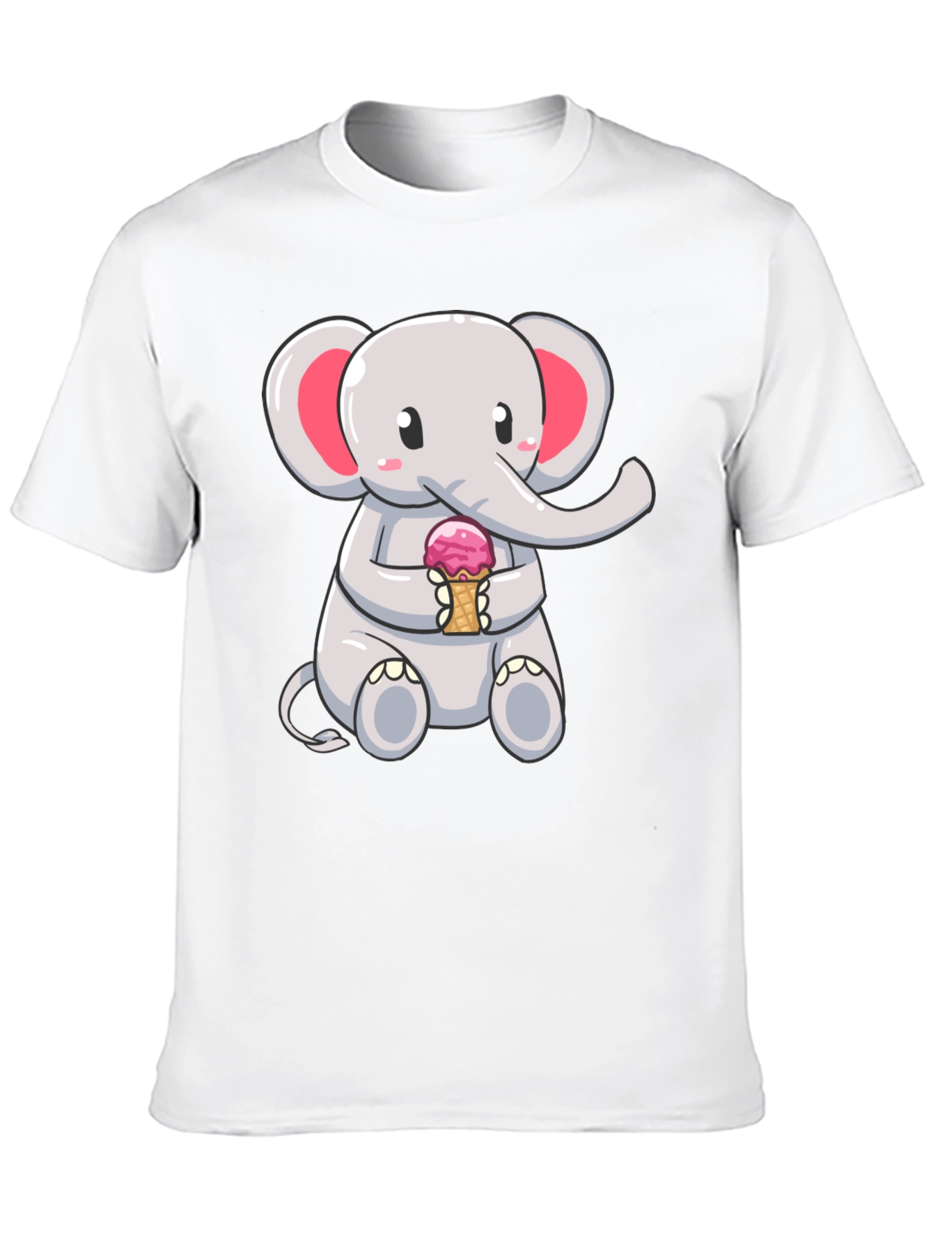 Black Cute Elephant Ice Cream T-Shirt view 10