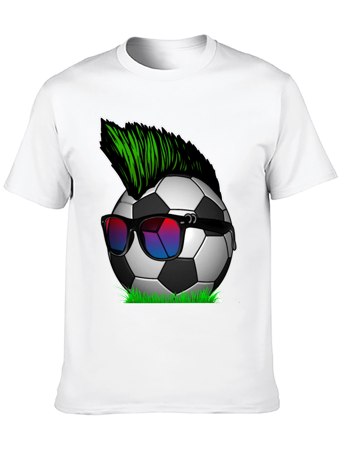 Black Soccer Ball Mohawk Graphic Tee - Cool & Unique! view 10