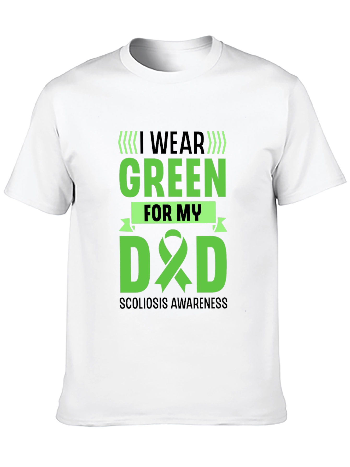 Black Scoliosis Awareness T-Shirt: I Wear Green for My Dad view 10