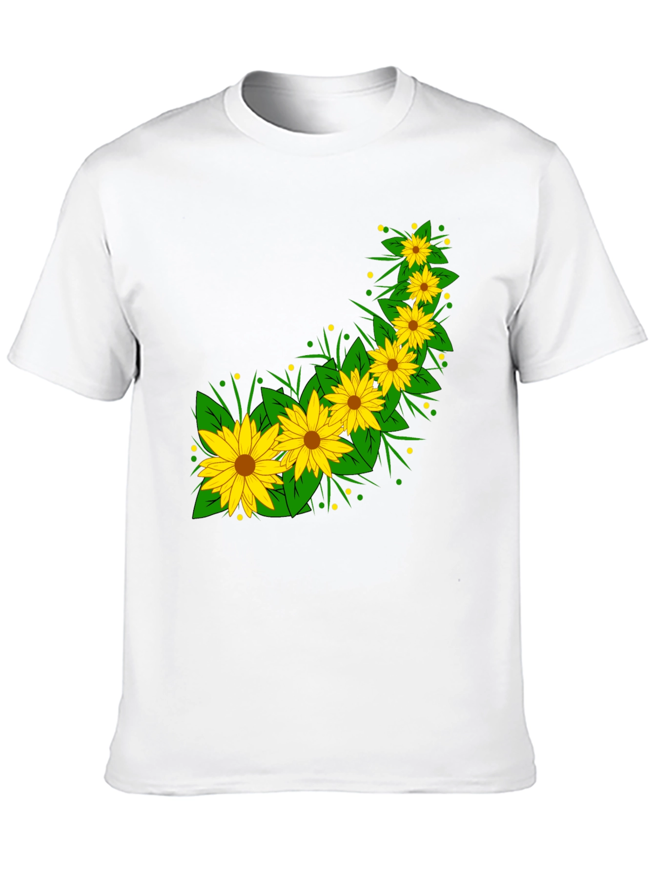 Black Sunflower Print Black T-Shirt view 10