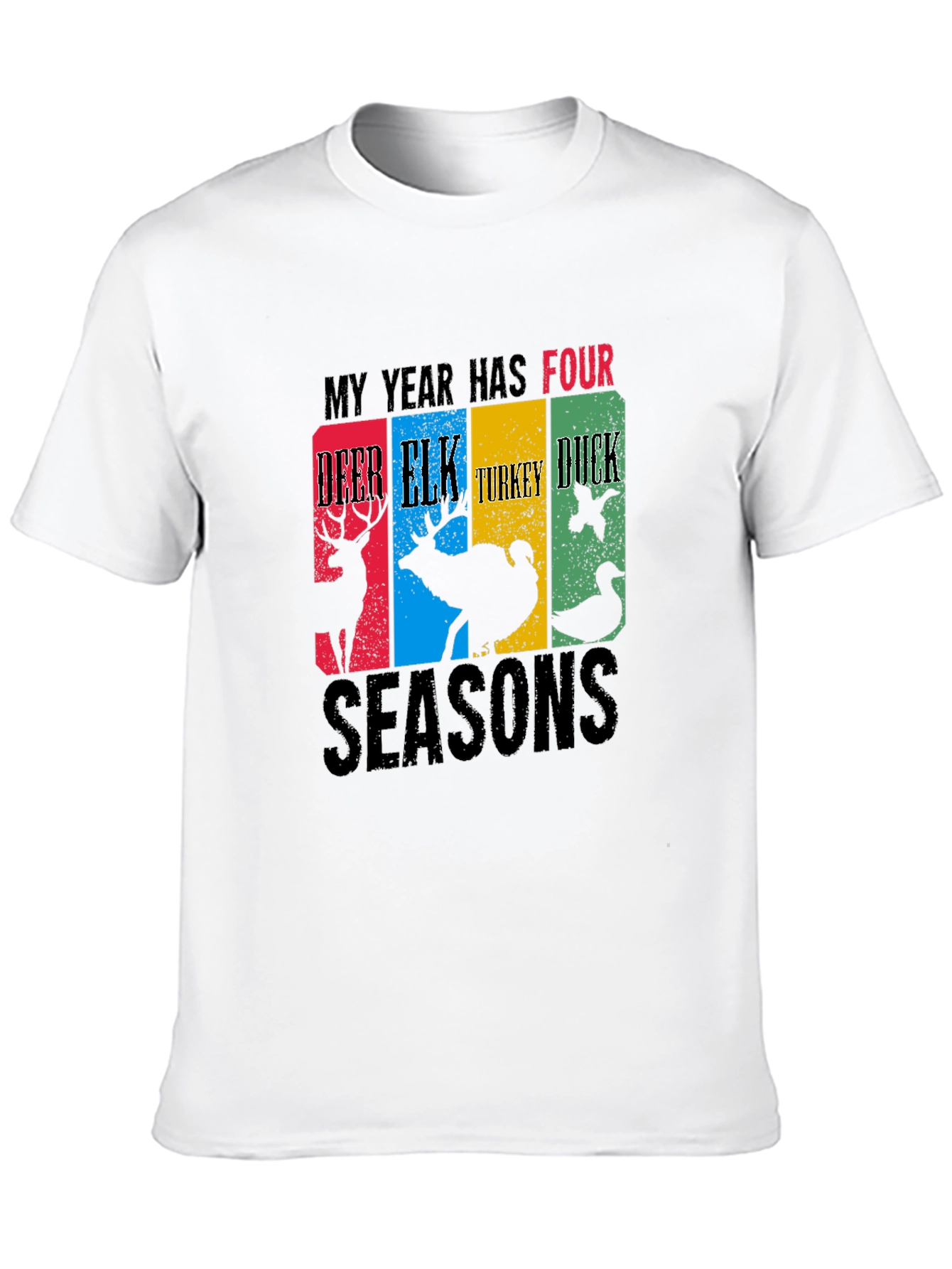 Black Four Seasons Hunting T-Shirt Deer Elk Turkey Duck view 10